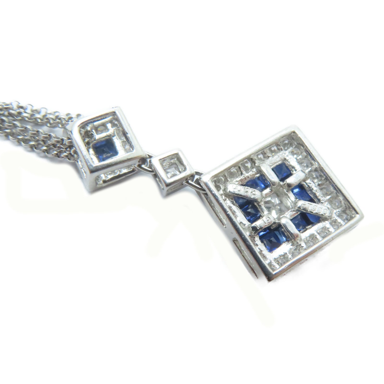 JEWELRY PT900鉑金/18K白金Sapphire Necklace 1.16ct藍寶石/0.63ct鑚石項鏈