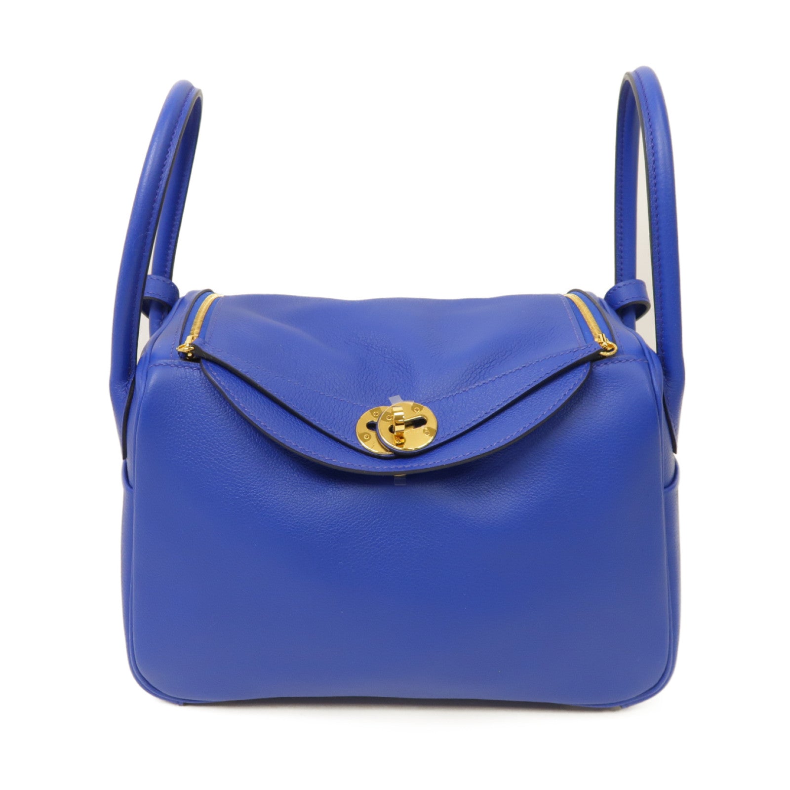 HERMES Evercolor皮革Lindy 26金扣手挽肩背兩用袋Blue Royal藍色
