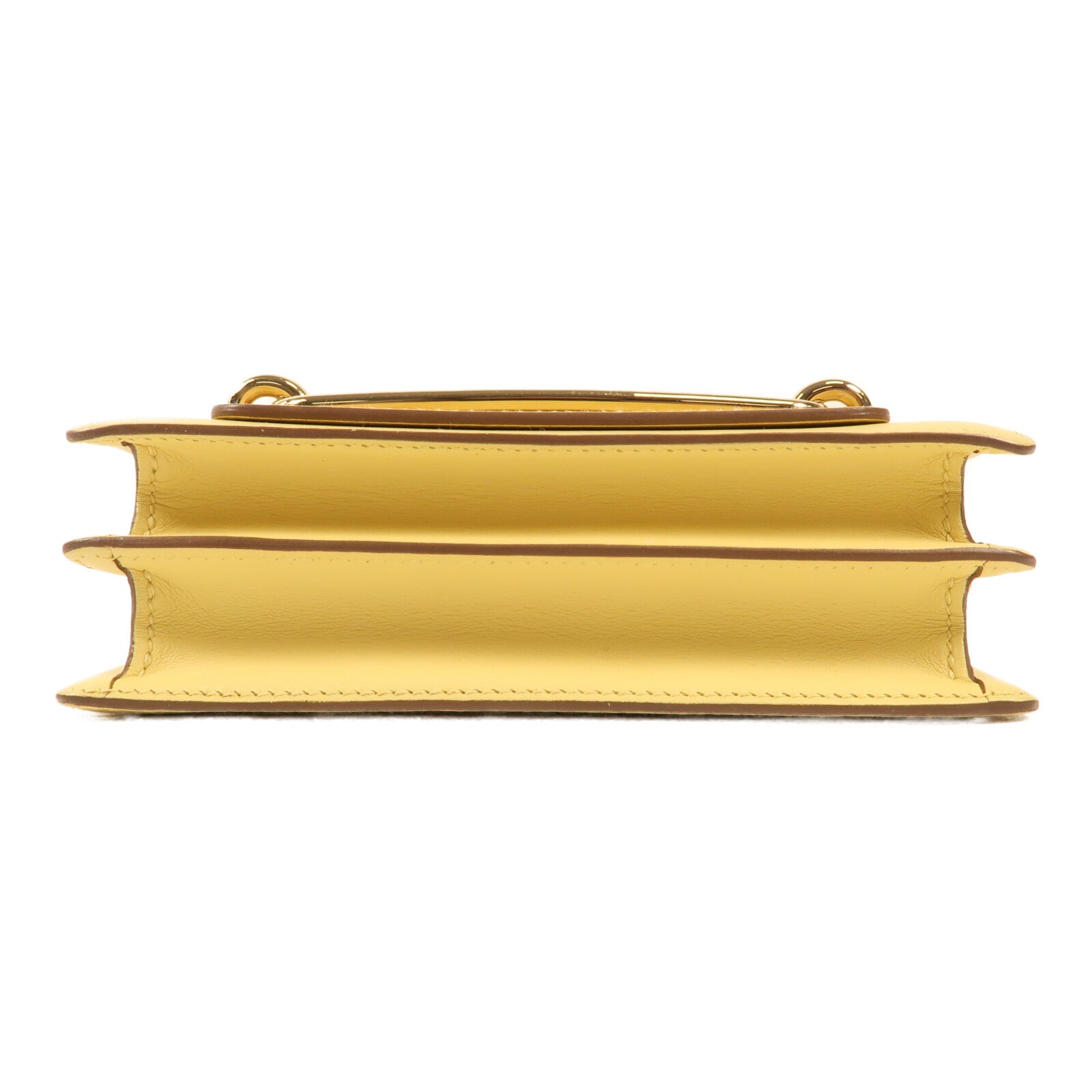 HERMES Swift皮革Mini Roulis金扣肩背袋Jaune Bourgeon