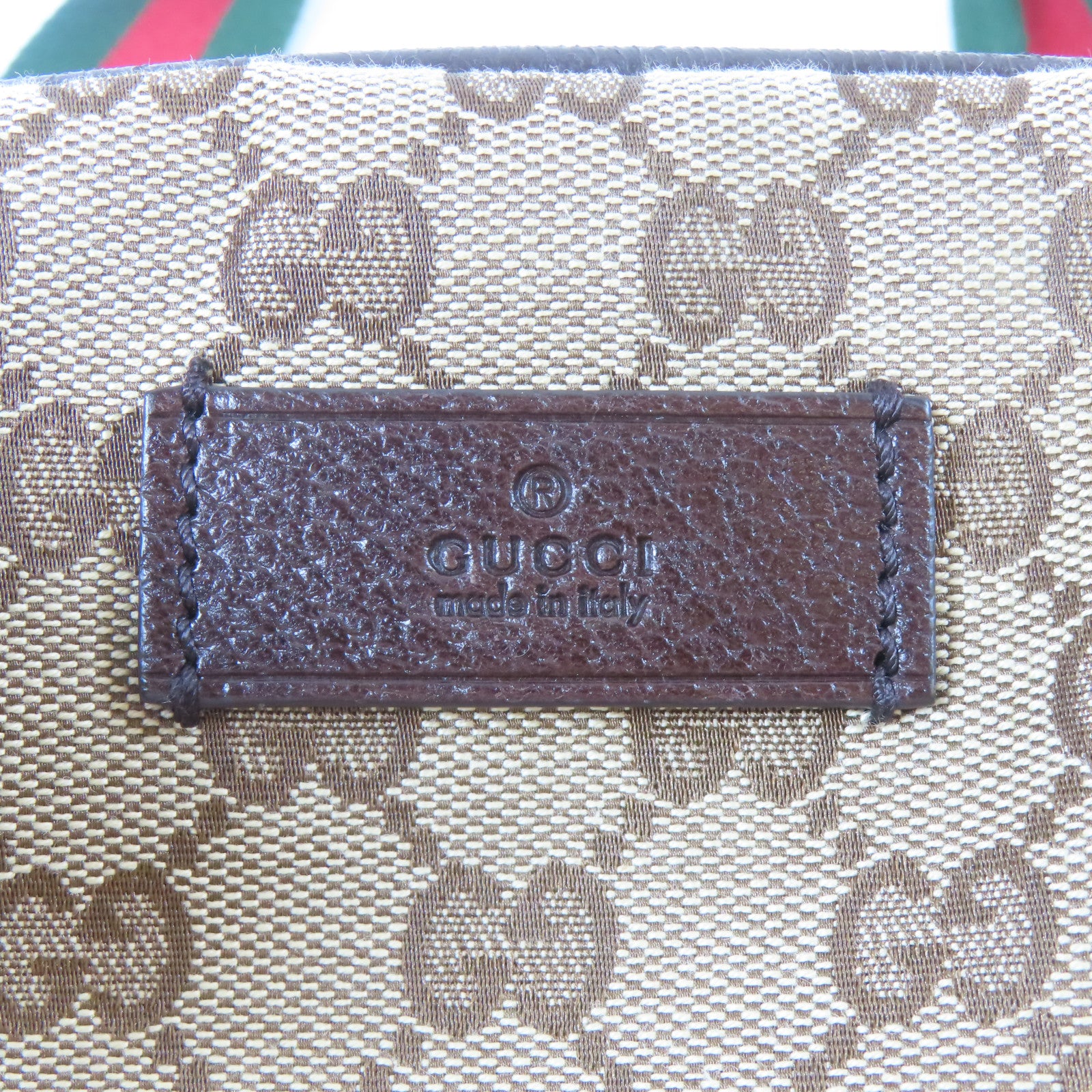 GUCCI 帆布Carry Bag銀扣手挽袋啡色