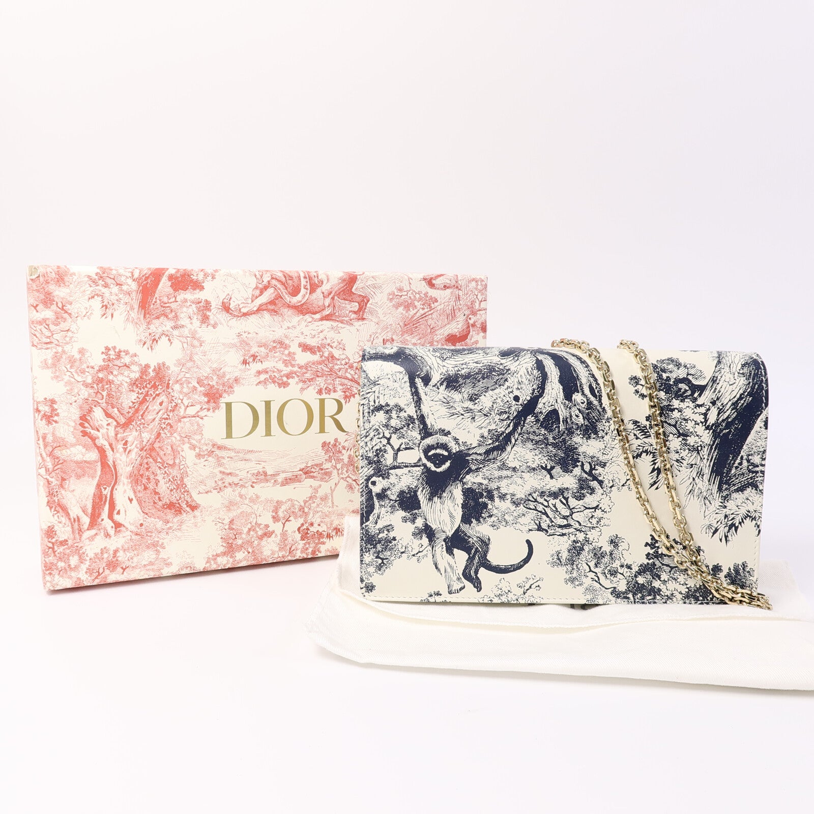 Dior 牛皮皮革Toile De Jouy WOC鏈帶肩背袋