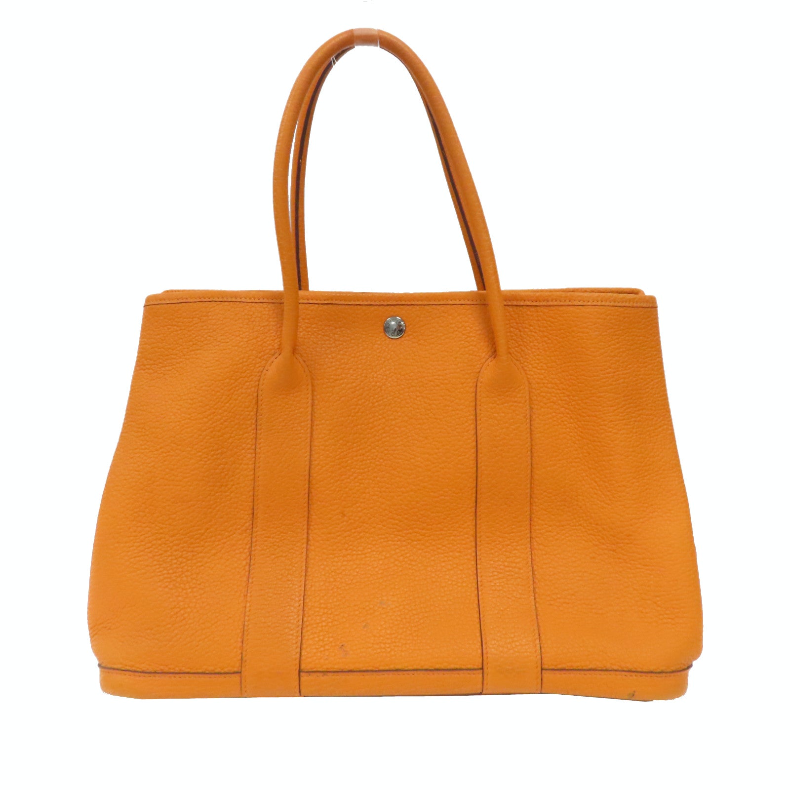 HERMES 【激減優惠】Negonda皮革Garden Party PM銀扣手挽袋橙色