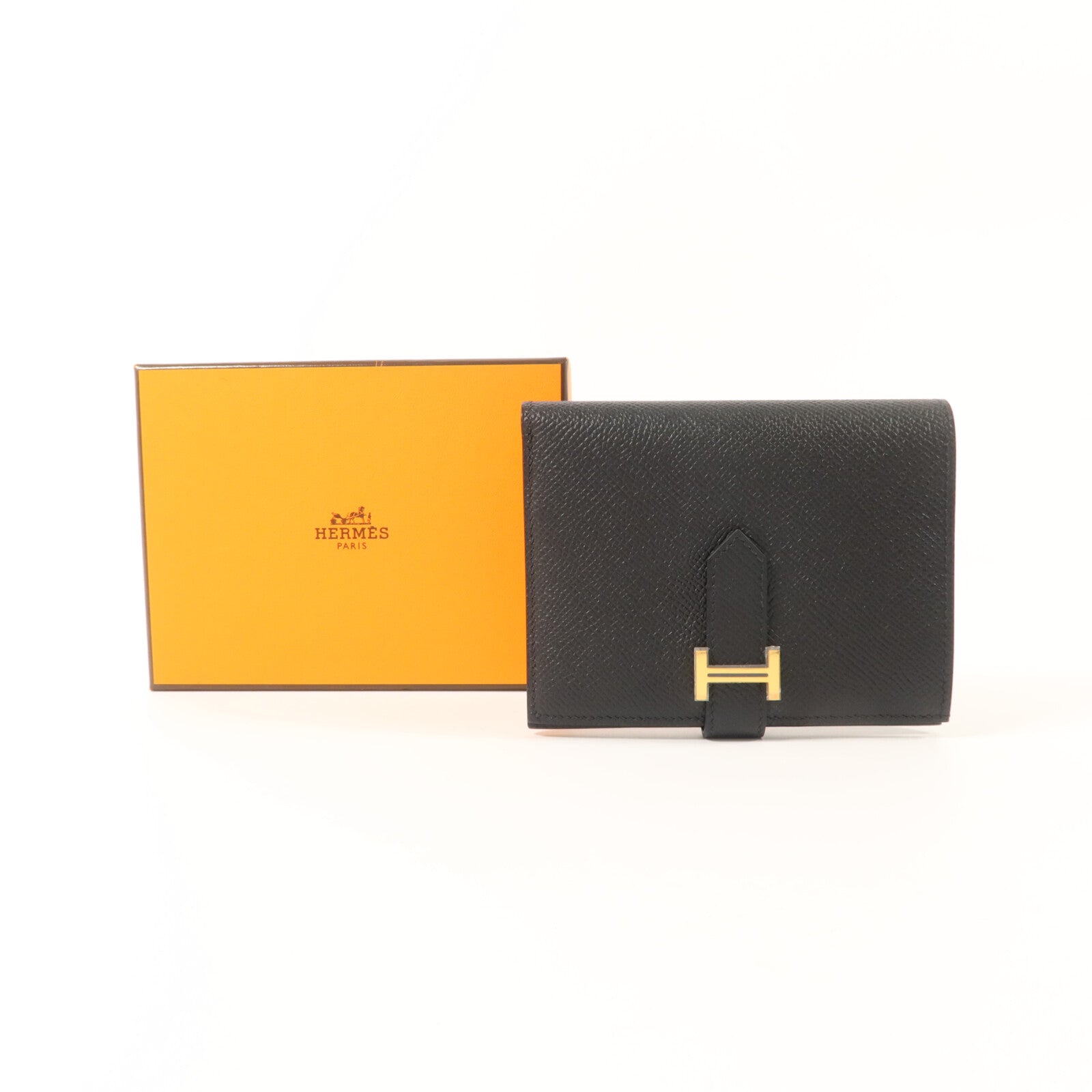 HERMES Epsom皮革Bearn Compact Wallet錢包Noir
