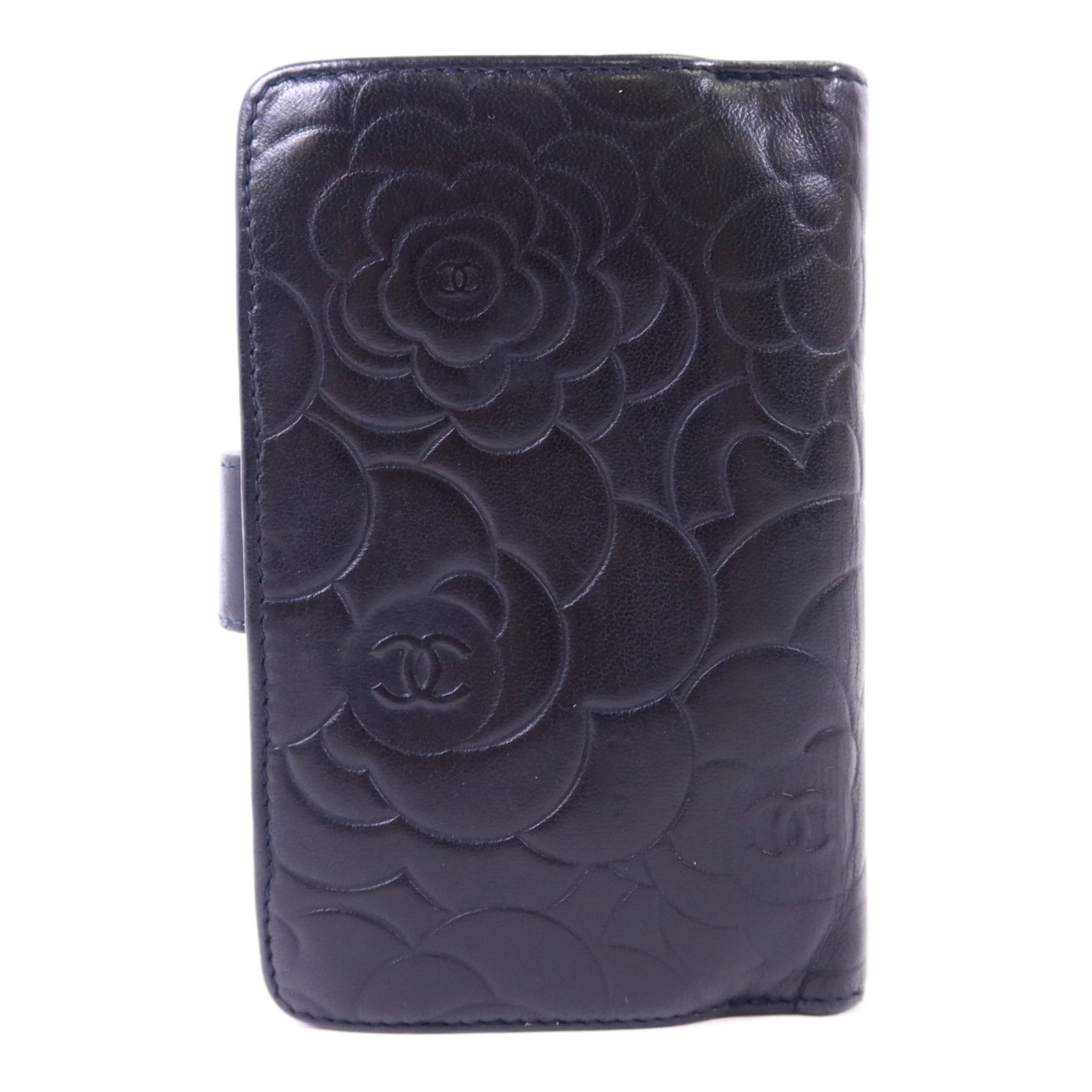 CHANEL 羊皮皮革Camellia Wallet金扣銀包