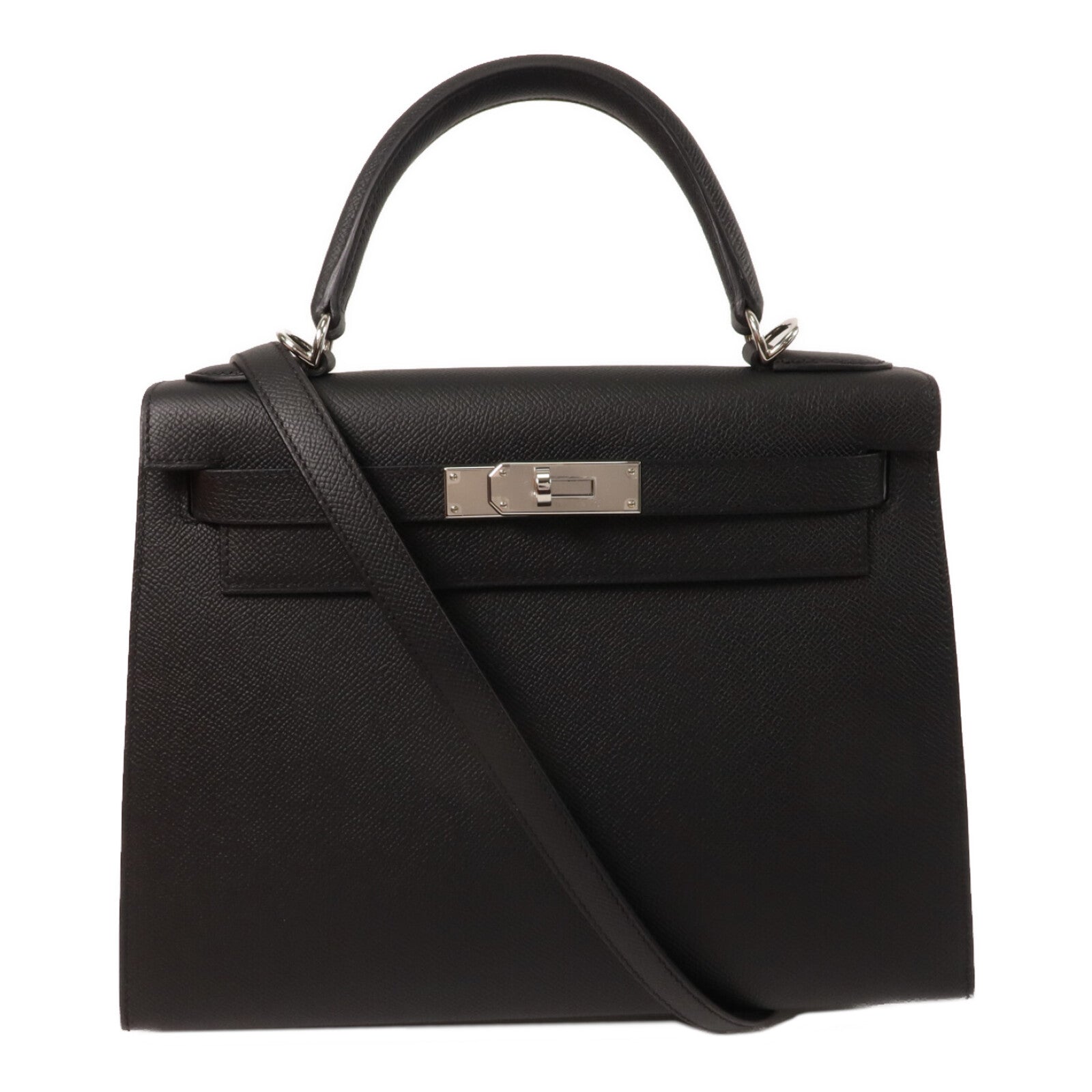HERMES Epsom皮革Kelly 28手挽肩背兩用袋Noir