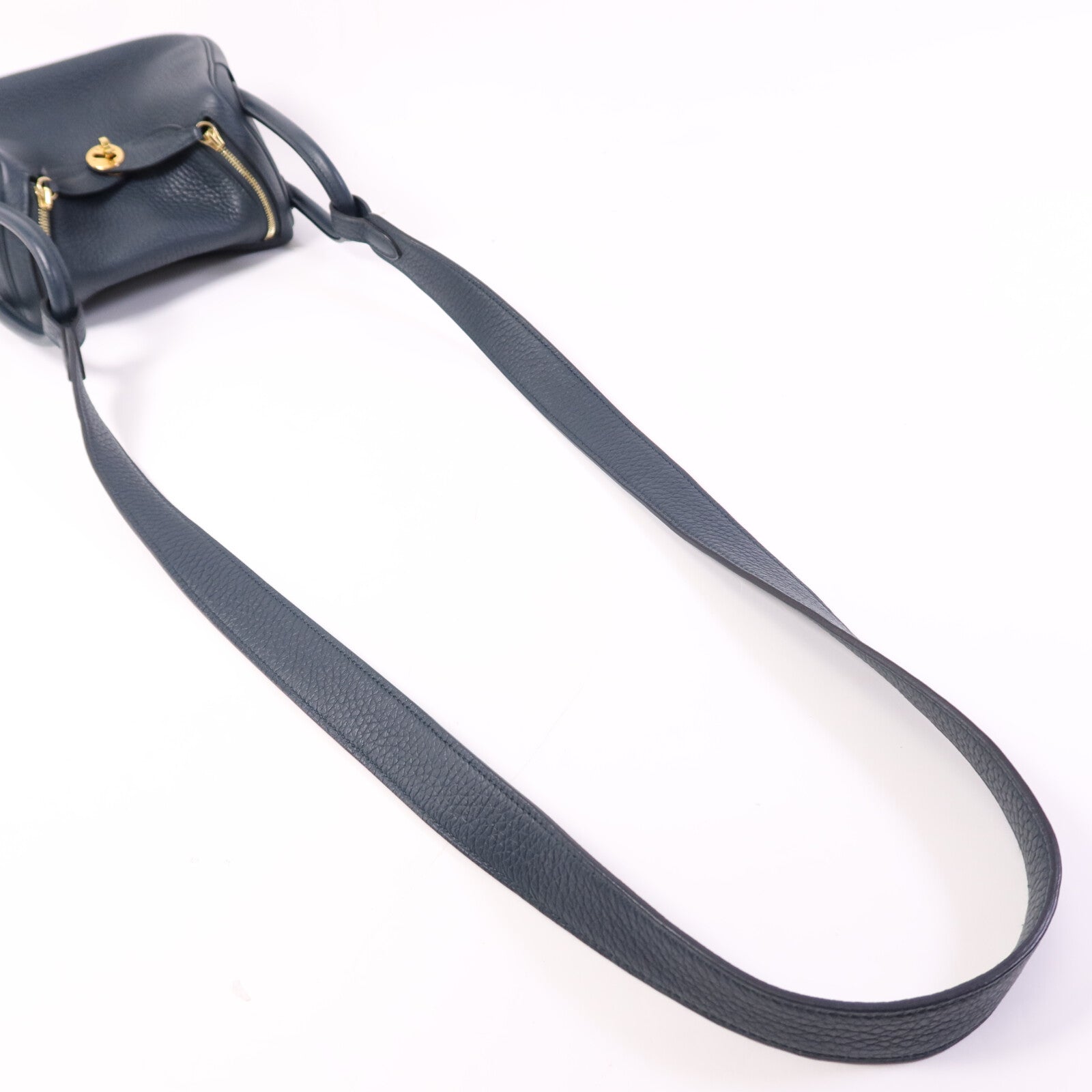 HERMES Clemence皮革Mini Lindy金扣手挽肩背兩用袋Vert Cypres
