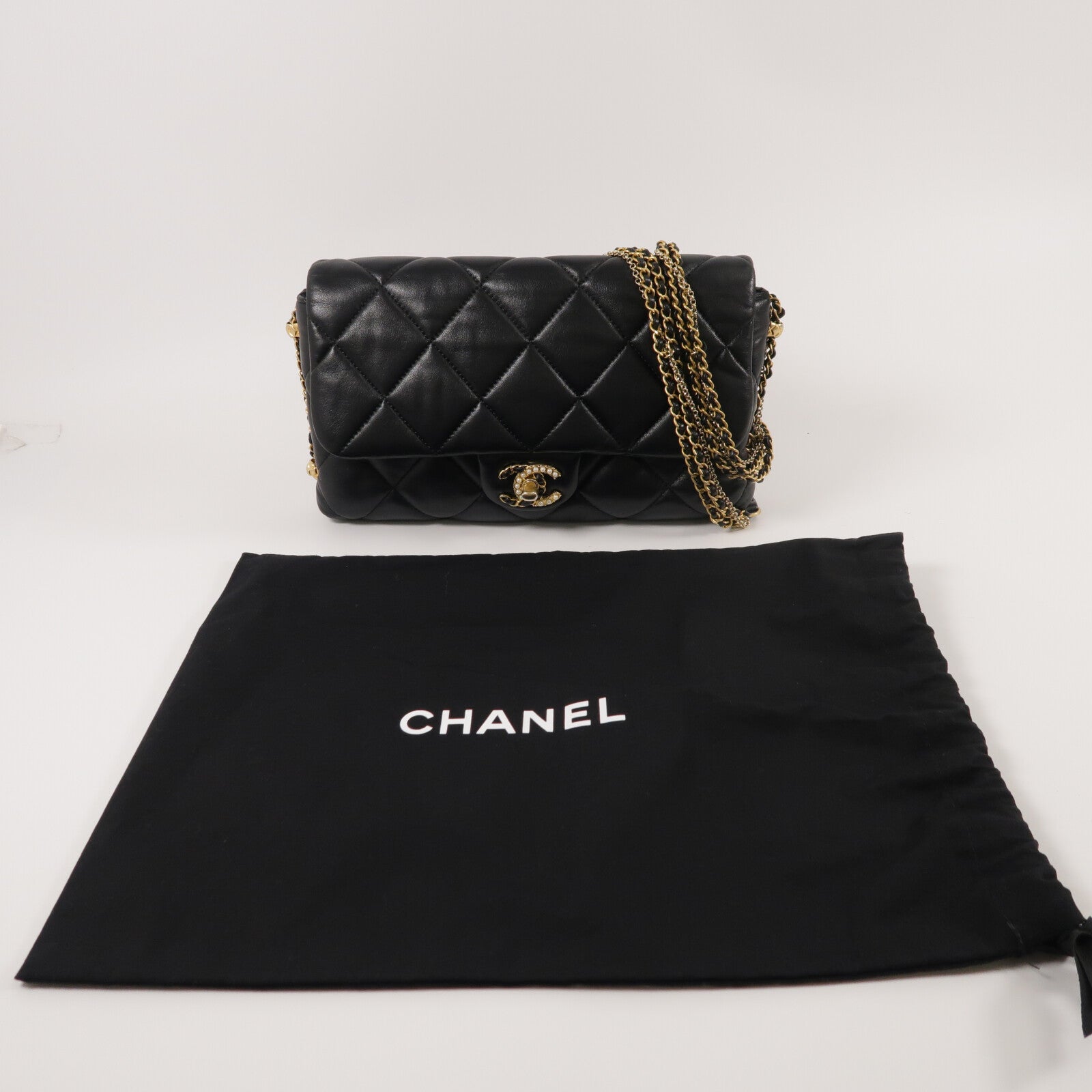 CHANEL 羊皮皮革Flap Bag鏈帶肩背袋