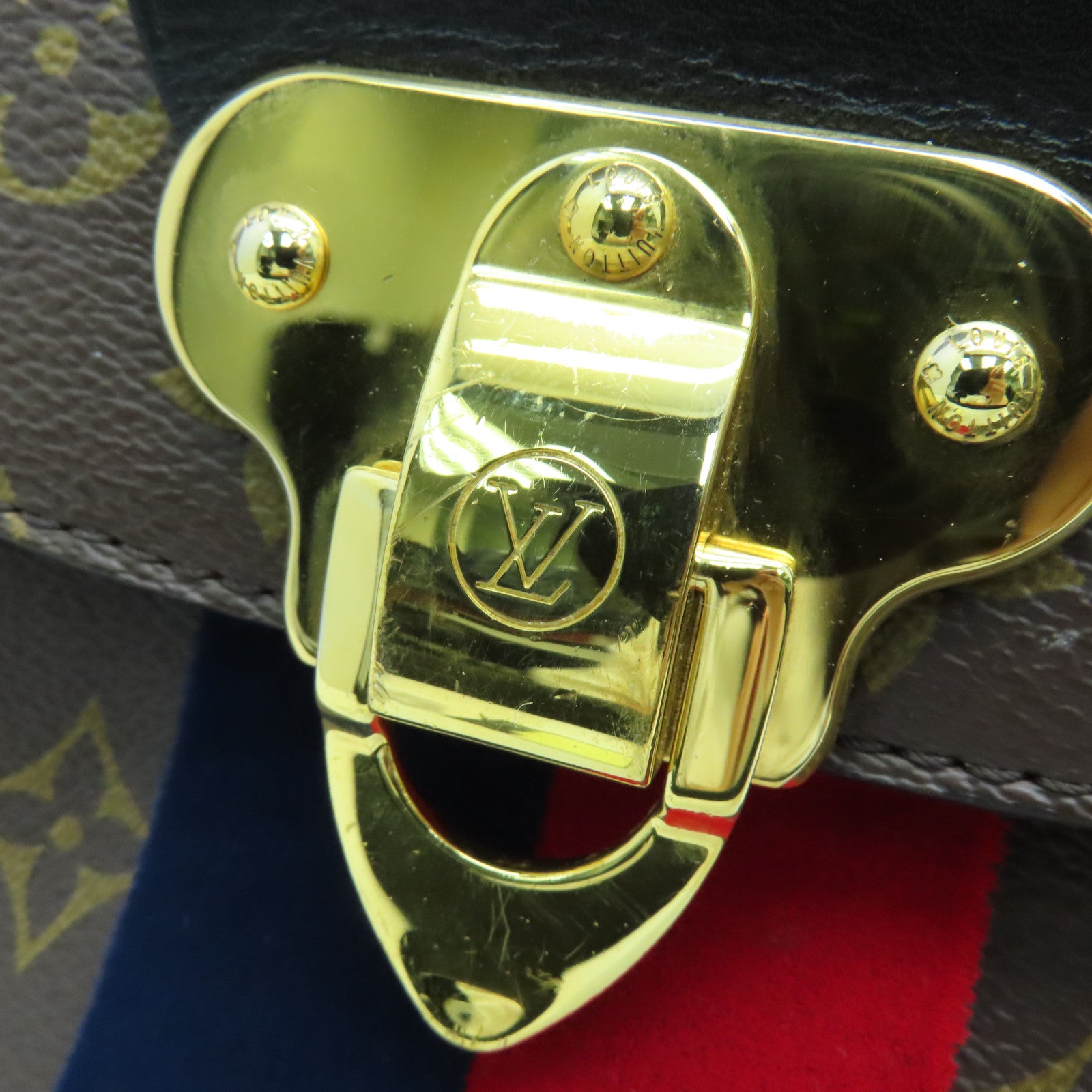 LOUIS VUITTON 【清倉大減價】Monogram Georges MM 2 way Shoulder金扣手挽肩背兩用袋啡色