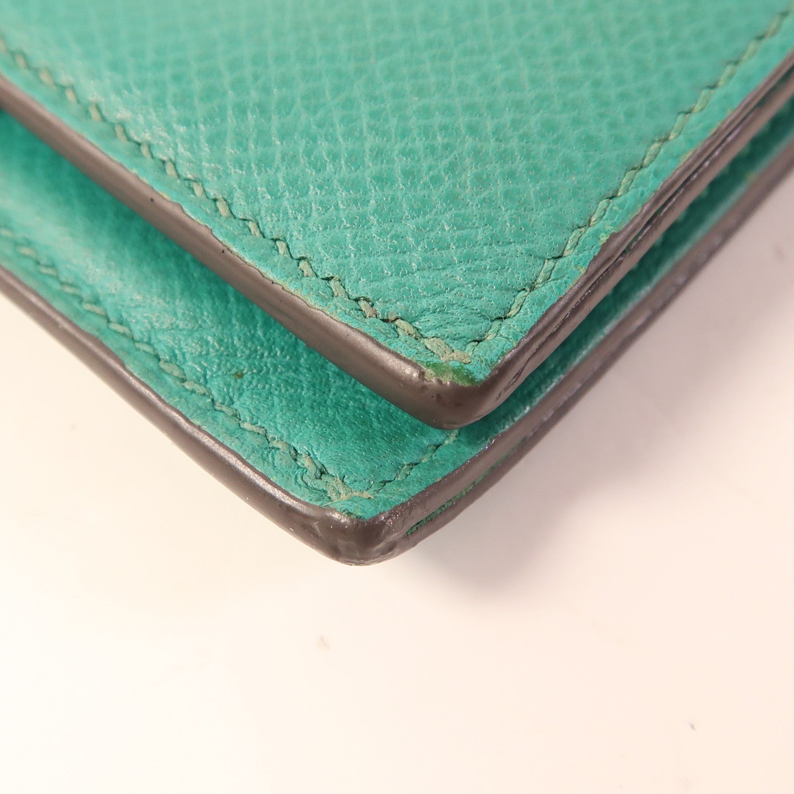 HERMES GHW Bearn Compact Wallet Veau Epsom Leather Vert Jade Green