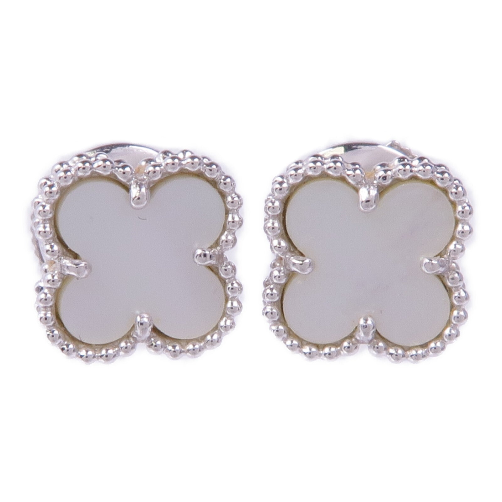 Van Cleef & Arpels 18K白金Sweet Alhambra珍珠母貝耳環