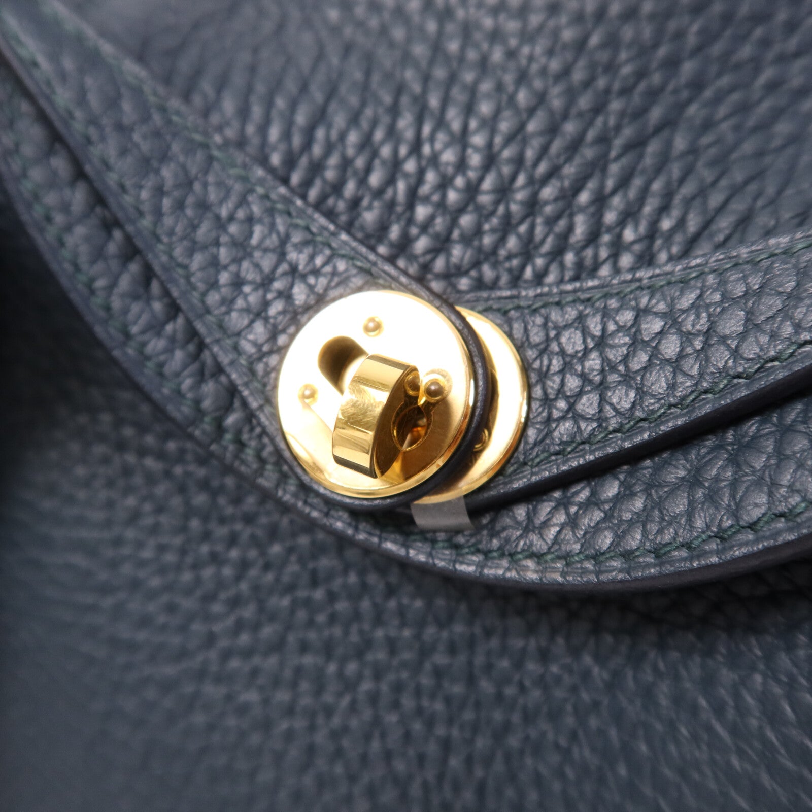 HERMES Clemence皮革Mini Lindy金扣手挽肩背兩用袋Vert Cypres