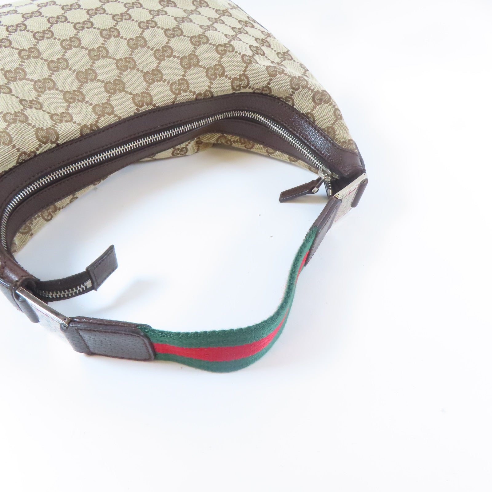 GUCCI 帆布Shoulder Bag銀扣肩背袋啡色