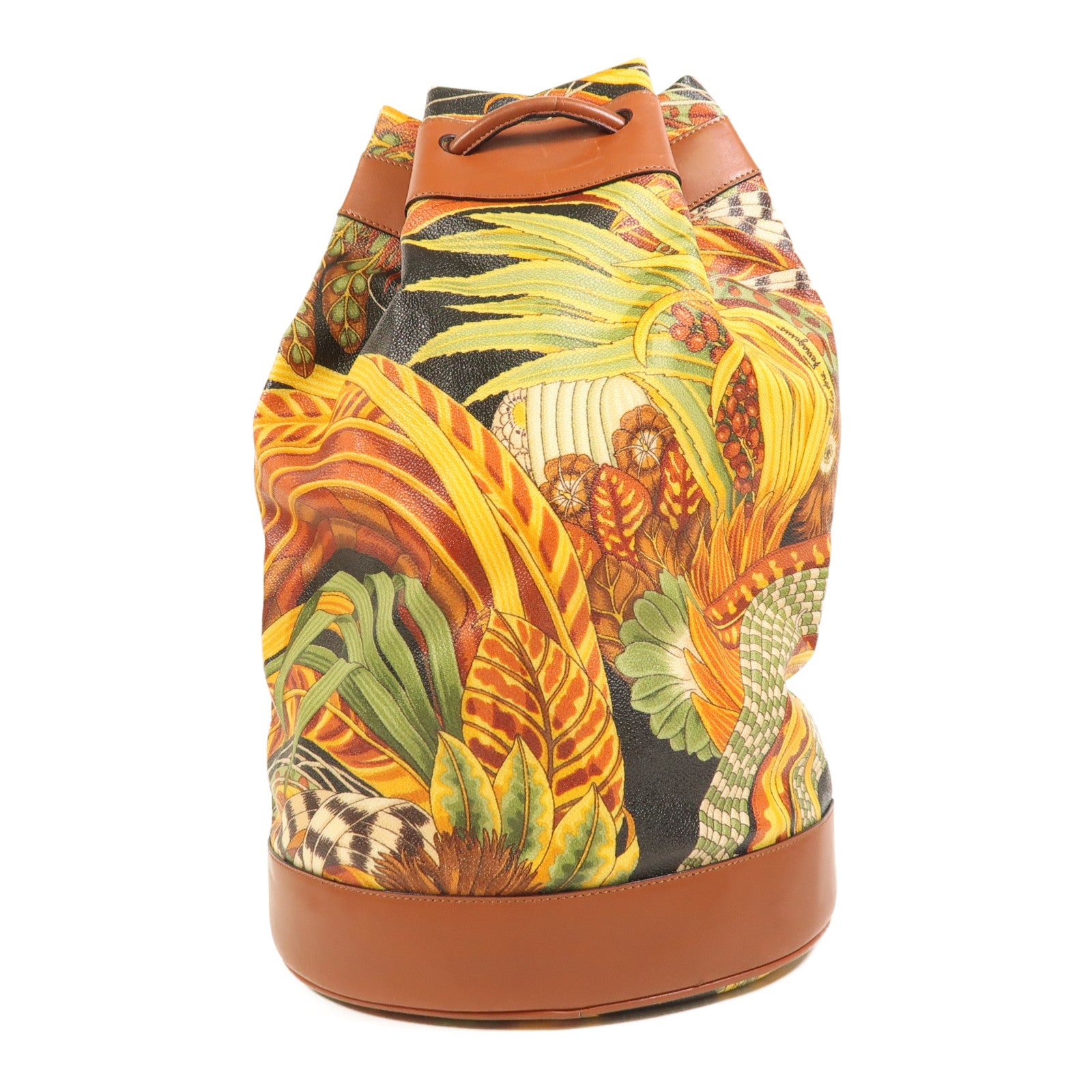 Salvatore Ferragamo 塗層帆布/牛皮皮革Rucksack金扣背包