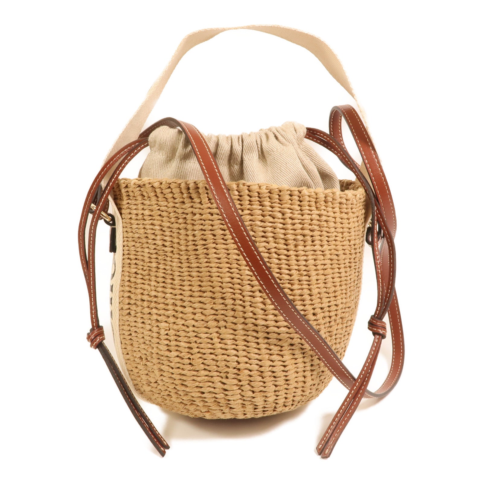 Chloe Raffia Woody Basket Small金扣手挽肩背兩用袋
