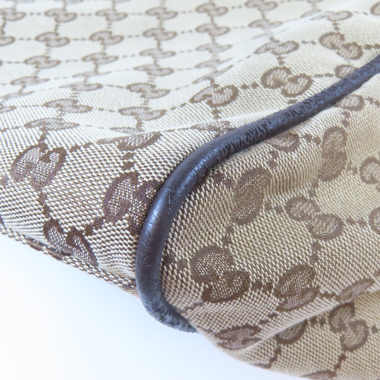 GUCCI 帆布Carry Bag銀扣手挽袋啡色