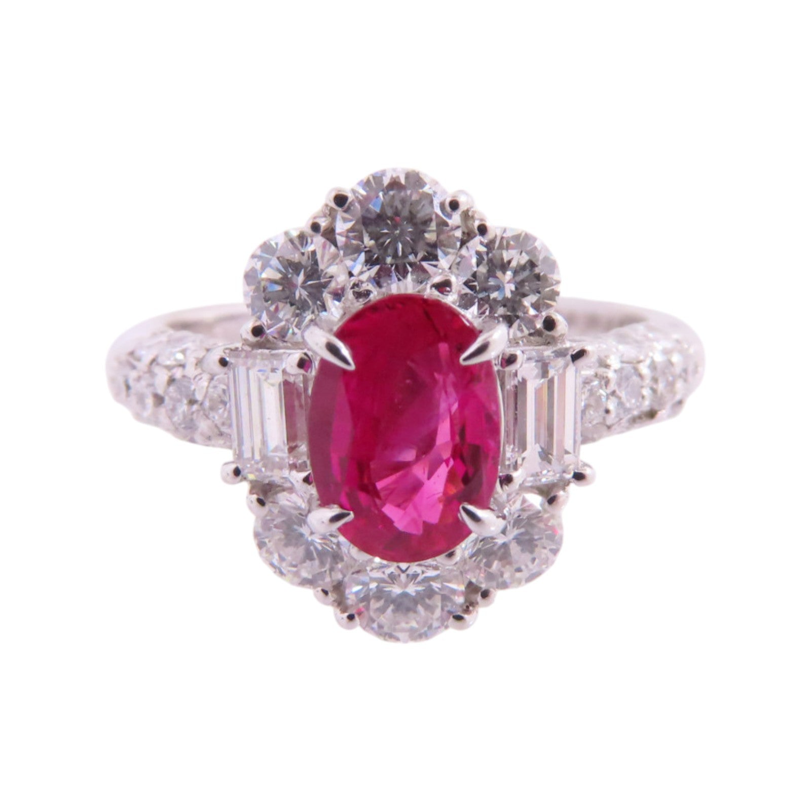 JEWELRY PT900鉑金/紅寶石/鑽石Ruby Diamond Ring戒指US#5.75