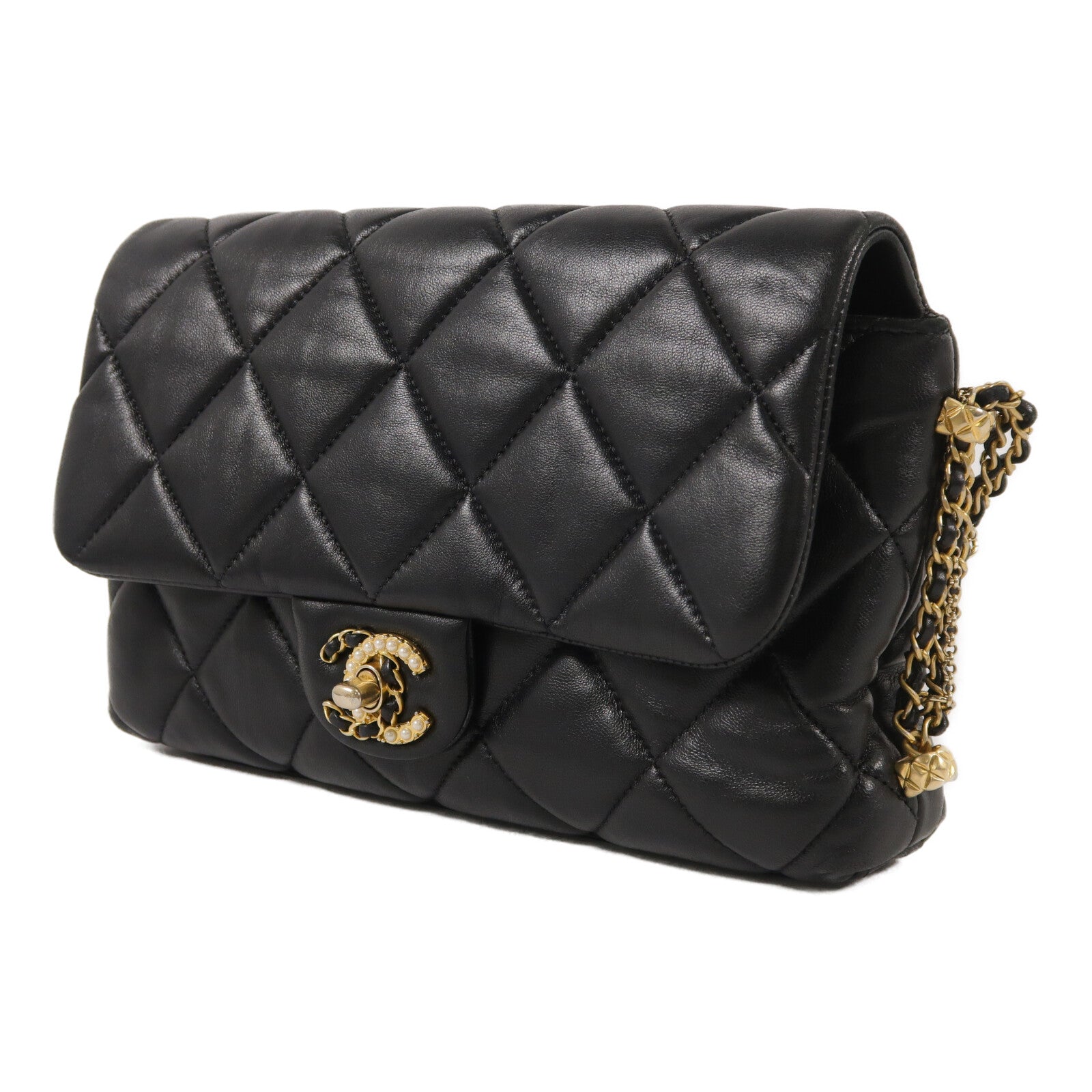CHANEL 羊皮皮革Flap Bag鏈帶肩背袋