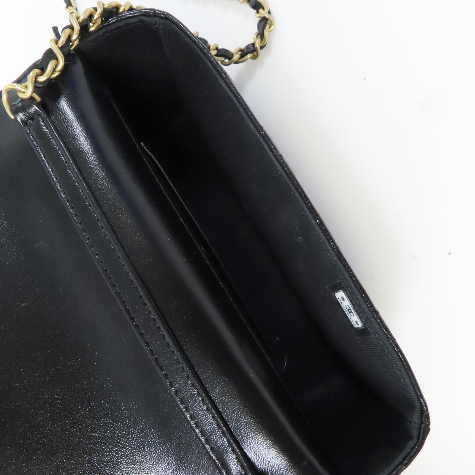 CHANEL 菱格牛皮皮革Chain Shoulder金扣手挽肩背兩用袋黑色