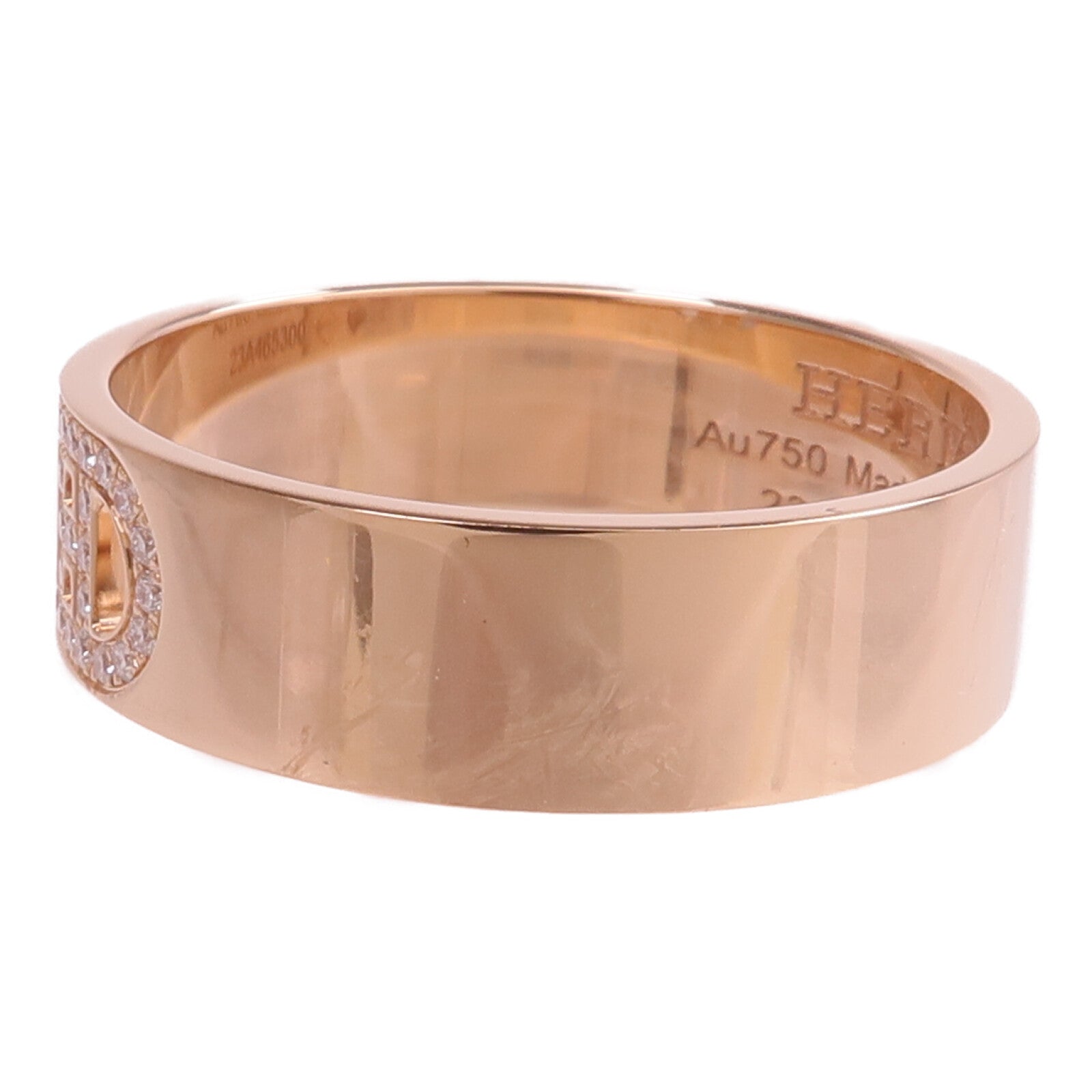 HERMES 18K玫瑰金H D'ancre Diamond鑽石戒指Hermes#55/US#7