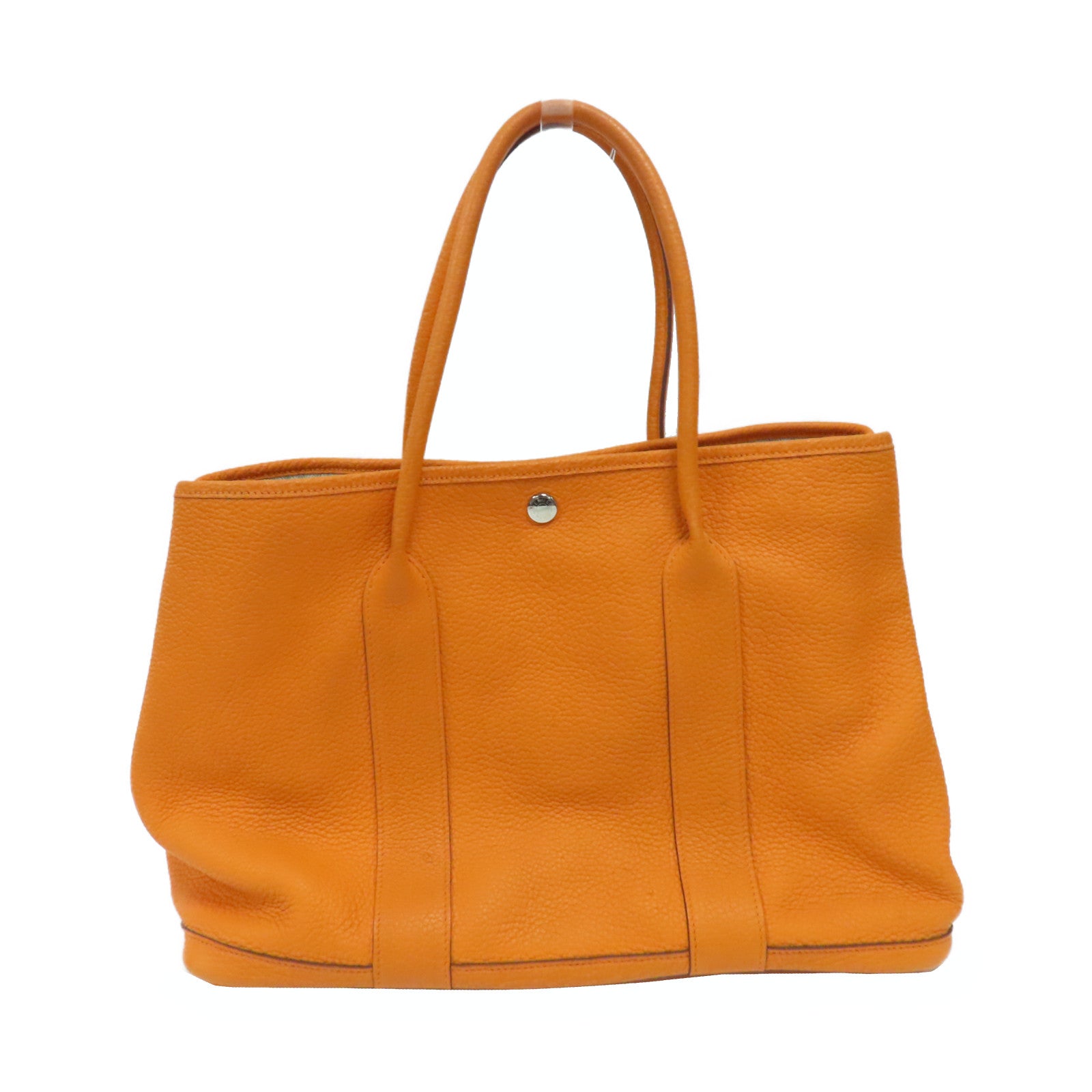 HERMES 【激減優惠】Negonda皮革Garden Party PM銀扣手挽袋橙色
