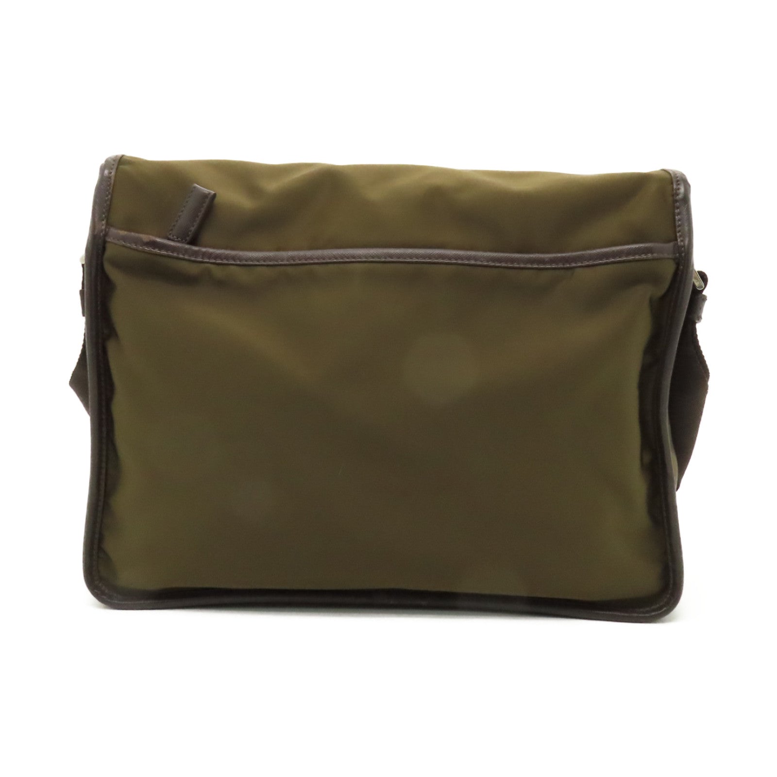 PRADA 【激減優惠】尼龍Tessuto Logo Messenger Bag銀扣肩背袋啡色