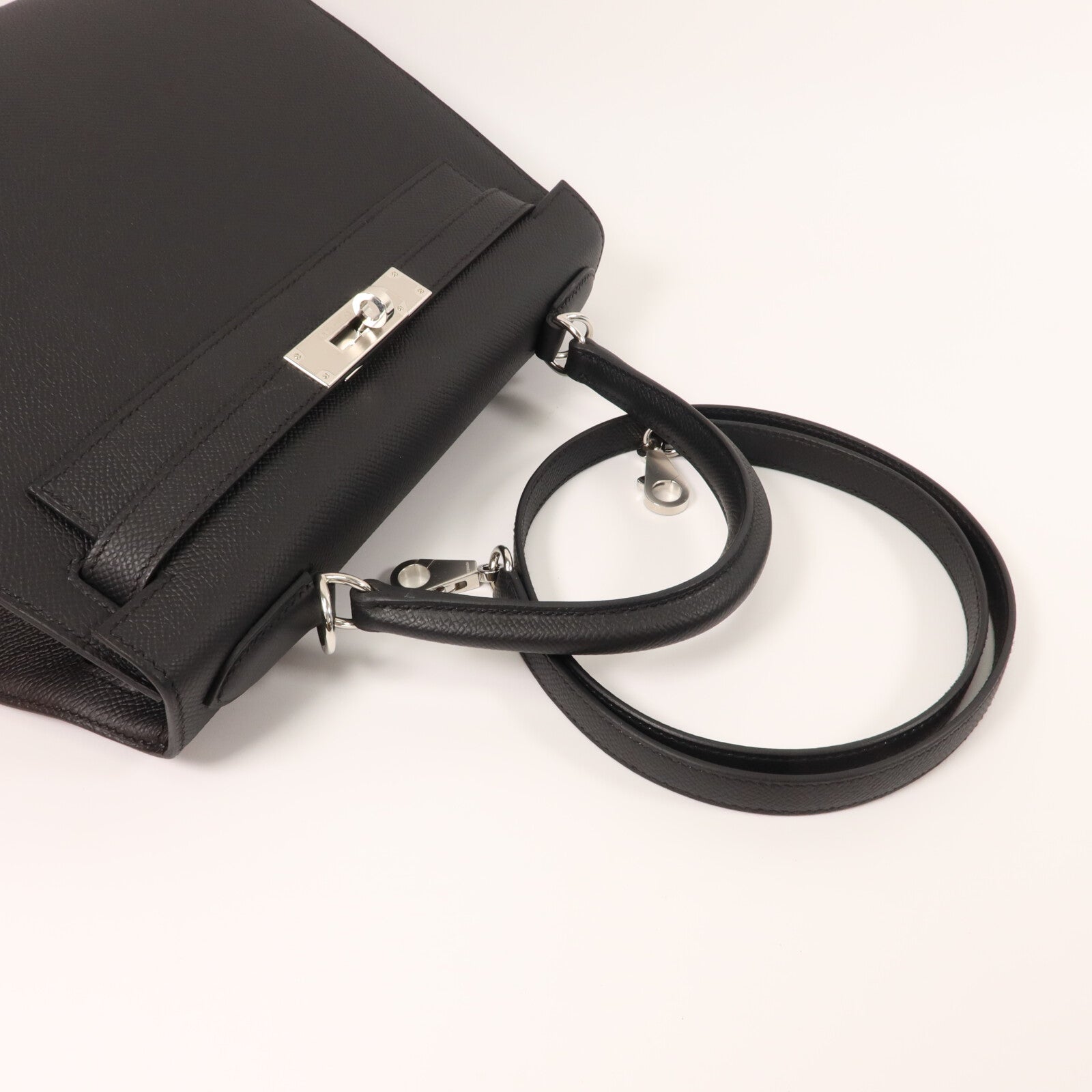 HERMES Epsom皮革Kelly 28手挽肩背兩用袋Noir
