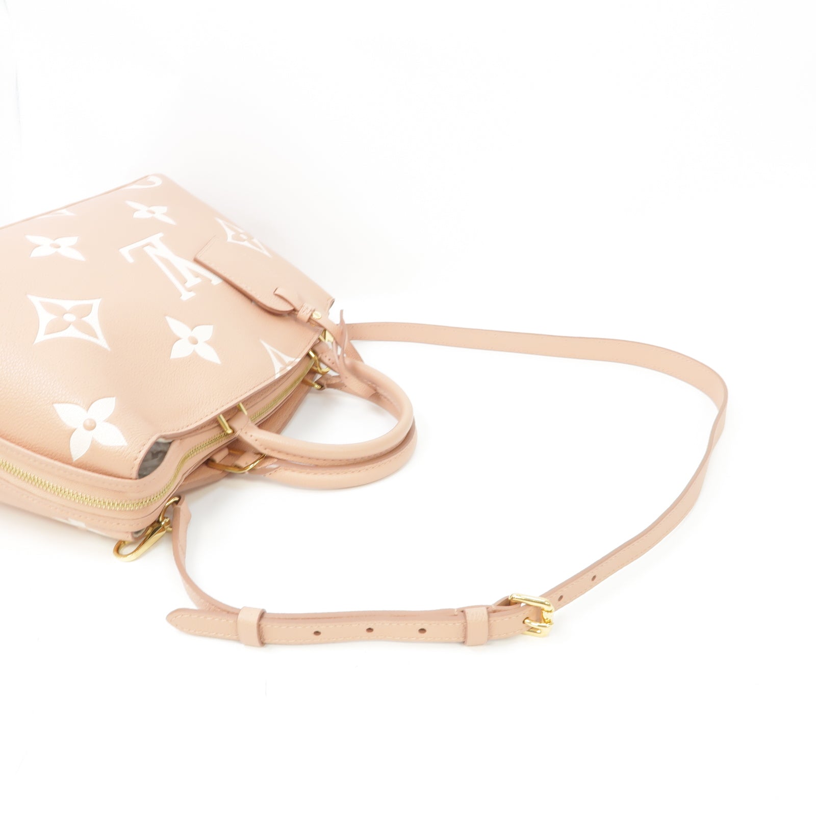 LOUIS VUITTON Monogram Empreinte Petit Palais金扣手挽肩背兩用袋粉紅色