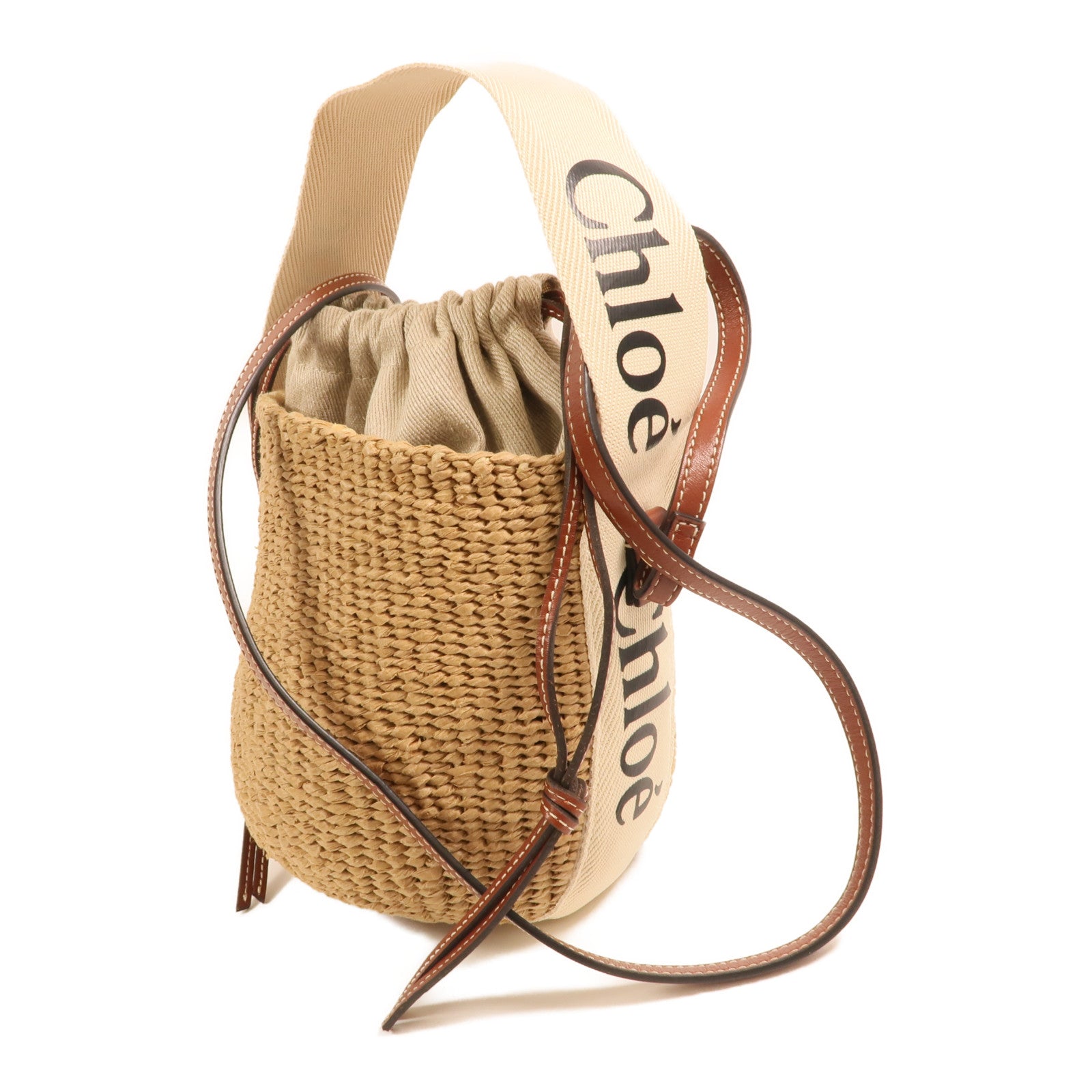Chloe Raffia Woody Basket Small金扣手挽肩背兩用袋
