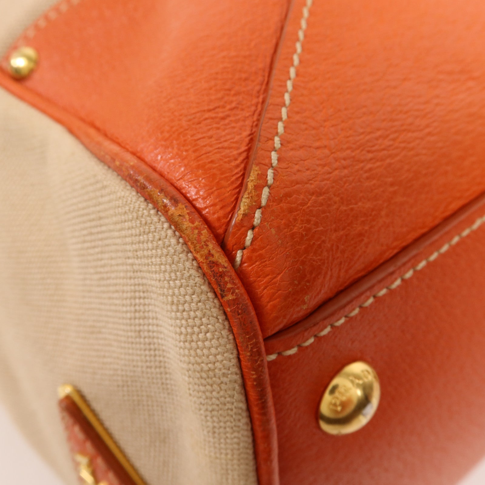 PRADA 帆布/皮革2 Way Shoulder金扣手挽肩背兩用袋