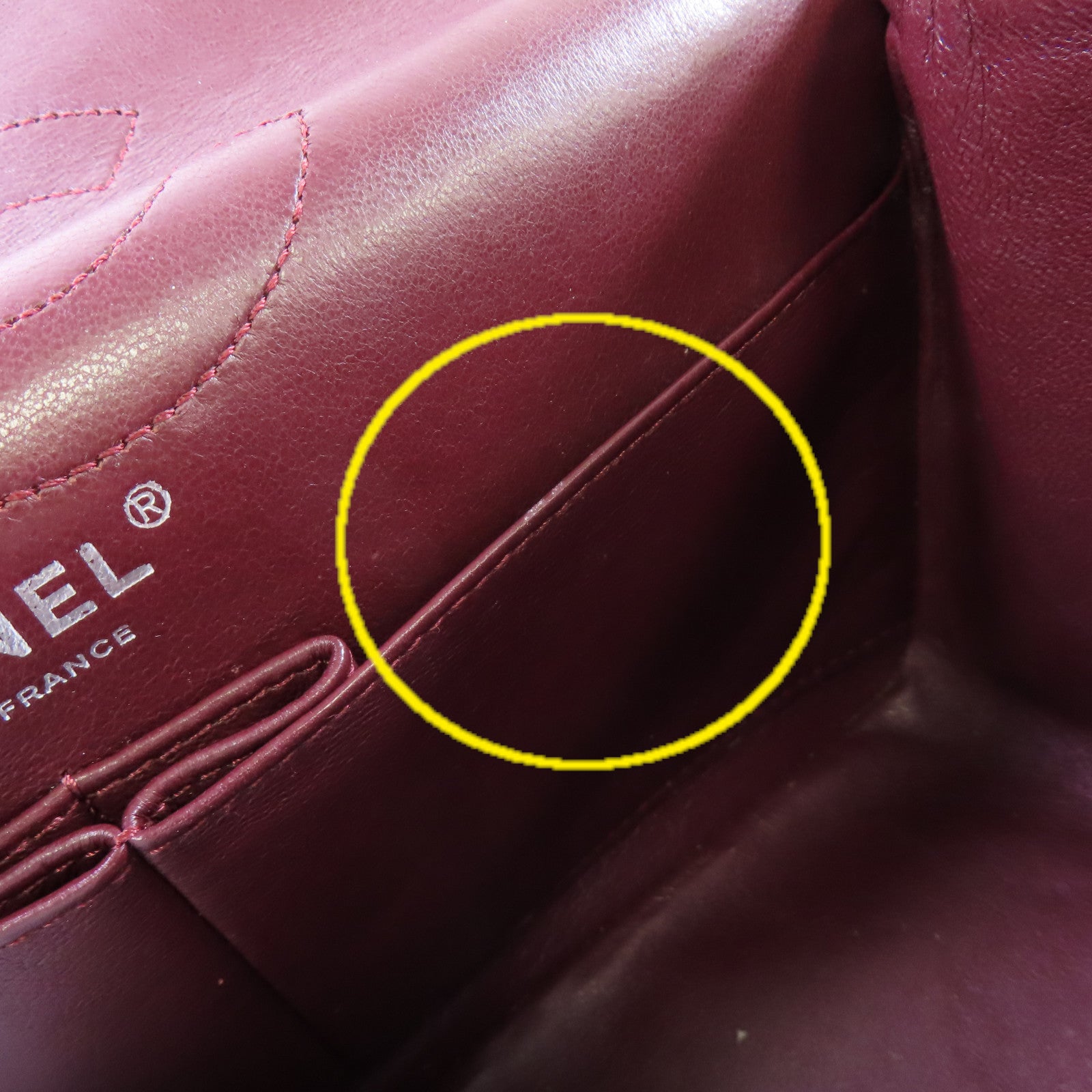 CHANEL 【激減優惠】菱格牛皮皮革Chanel 2.55 Chain Shoulder Bag銀扣鏈帶肩背袋酒紅色