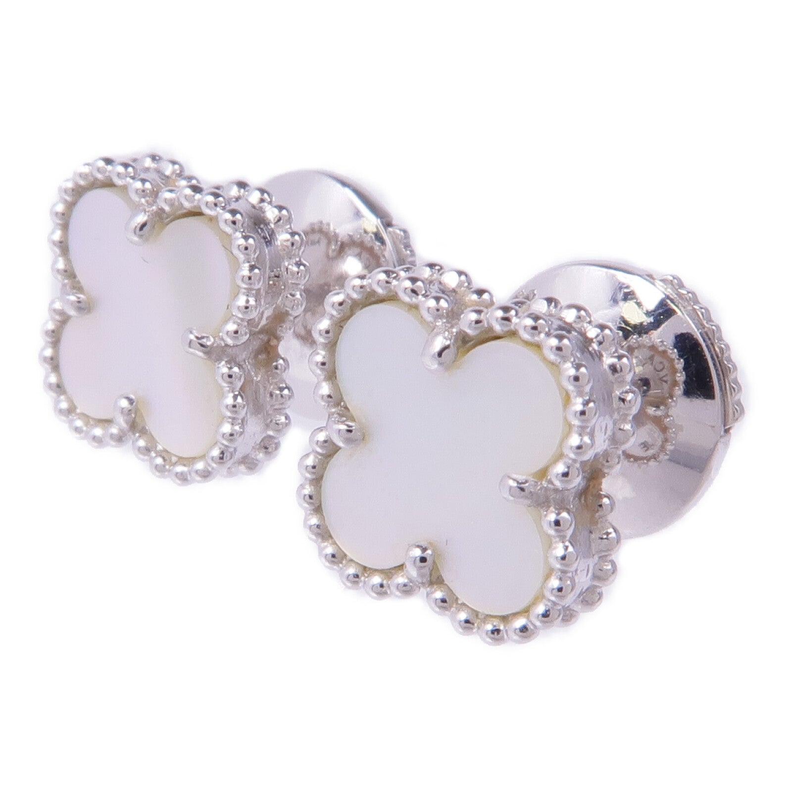 Van Cleef & Arpels 18K白金Sweet Alhambra珍珠母貝耳環