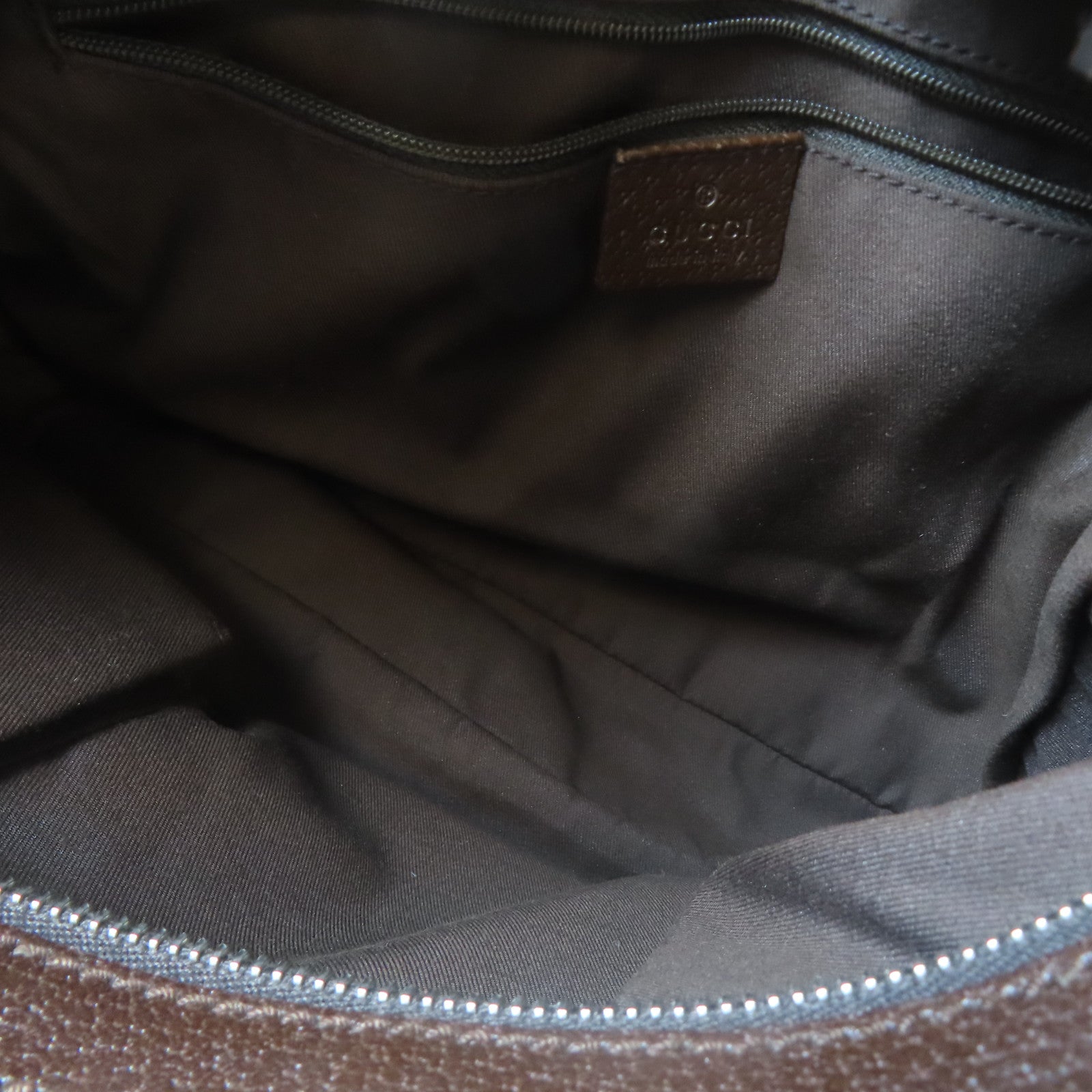GUCCI 帆布Shoulder Bag銀扣肩背袋啡色