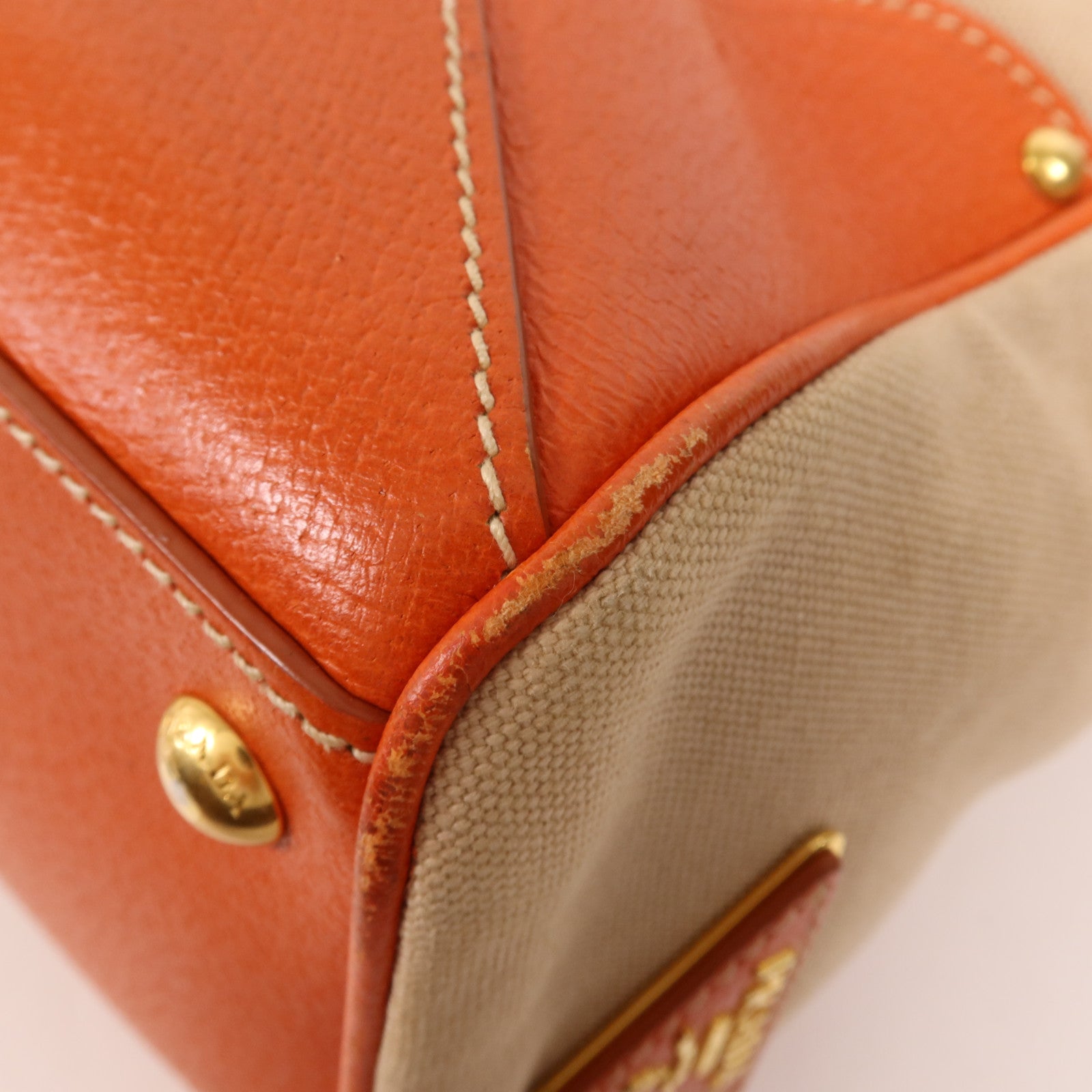 PRADA 帆布/皮革2 Way Shoulder金扣手挽肩背兩用袋