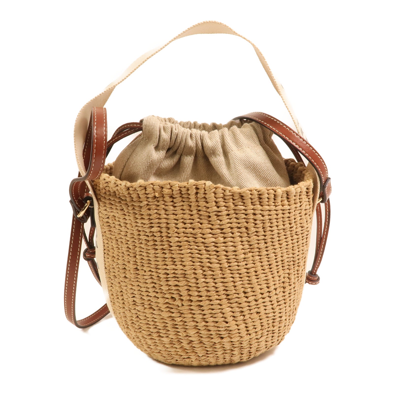 Chloe Raffia Woody Basket Small金扣手挽肩背兩用袋
