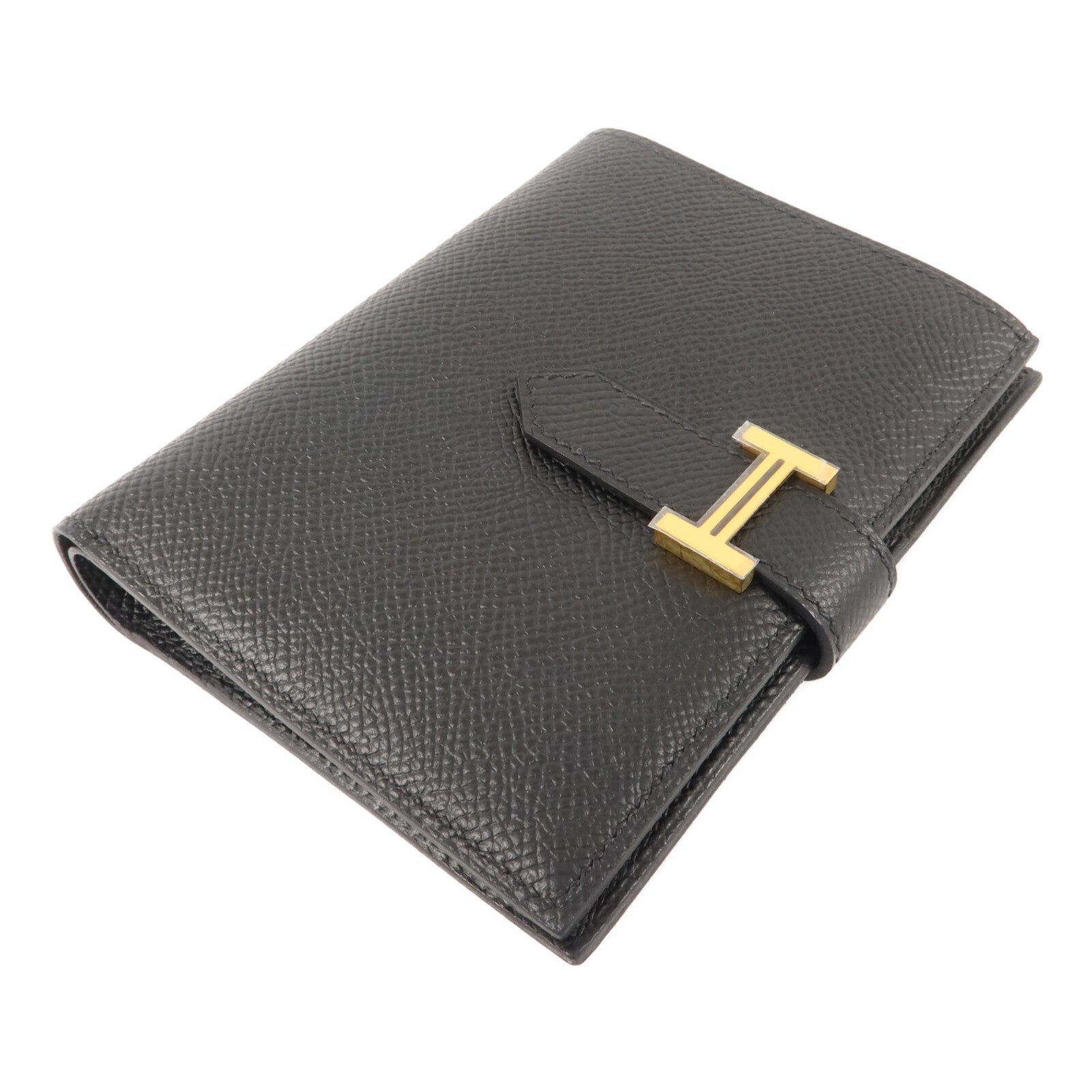 HERMES Epsom皮革Bearn Compact Wallet錢包Noir