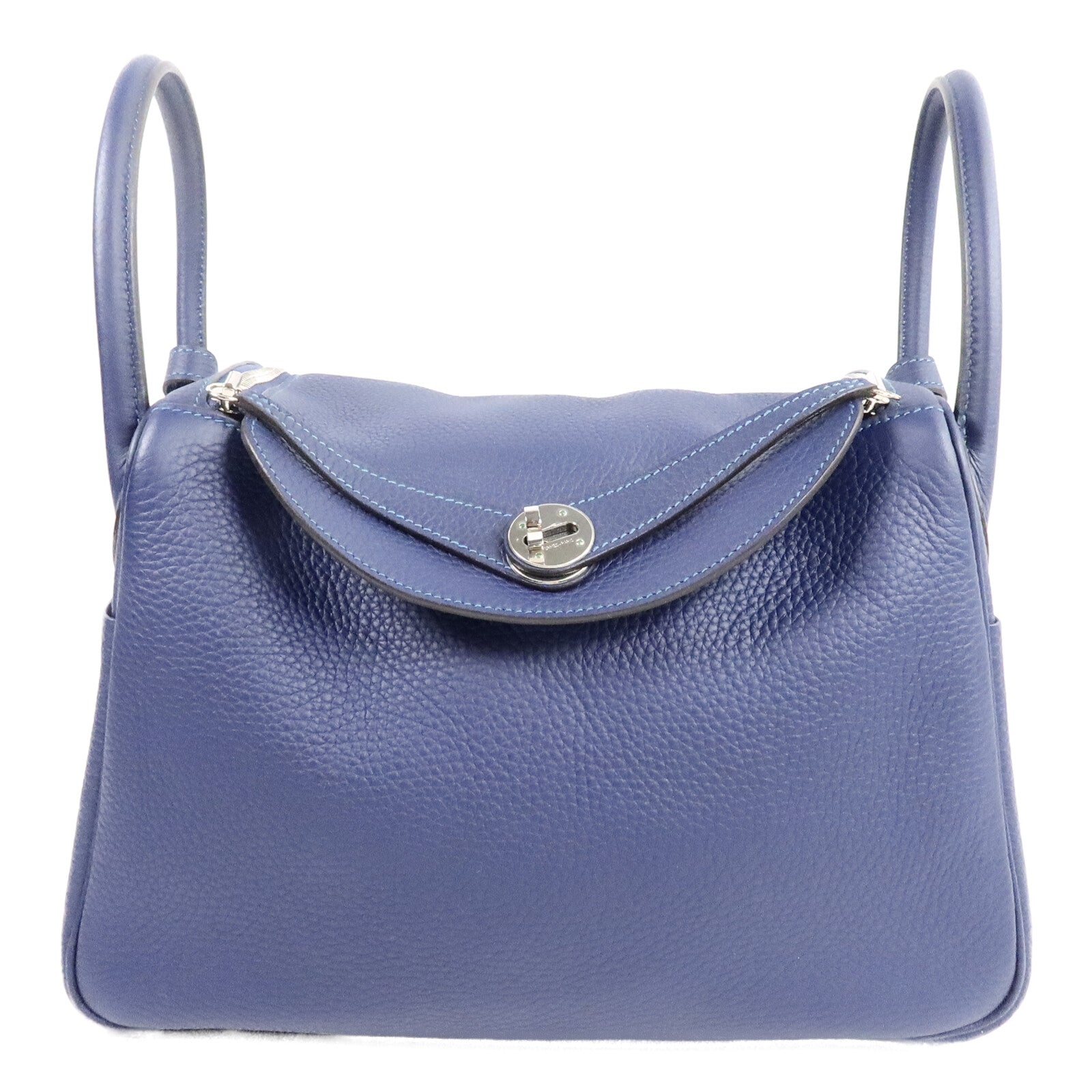 HERMES Clemence皮革Lindy 30手挽肩背兩用袋Bleu Saphi/Colvert