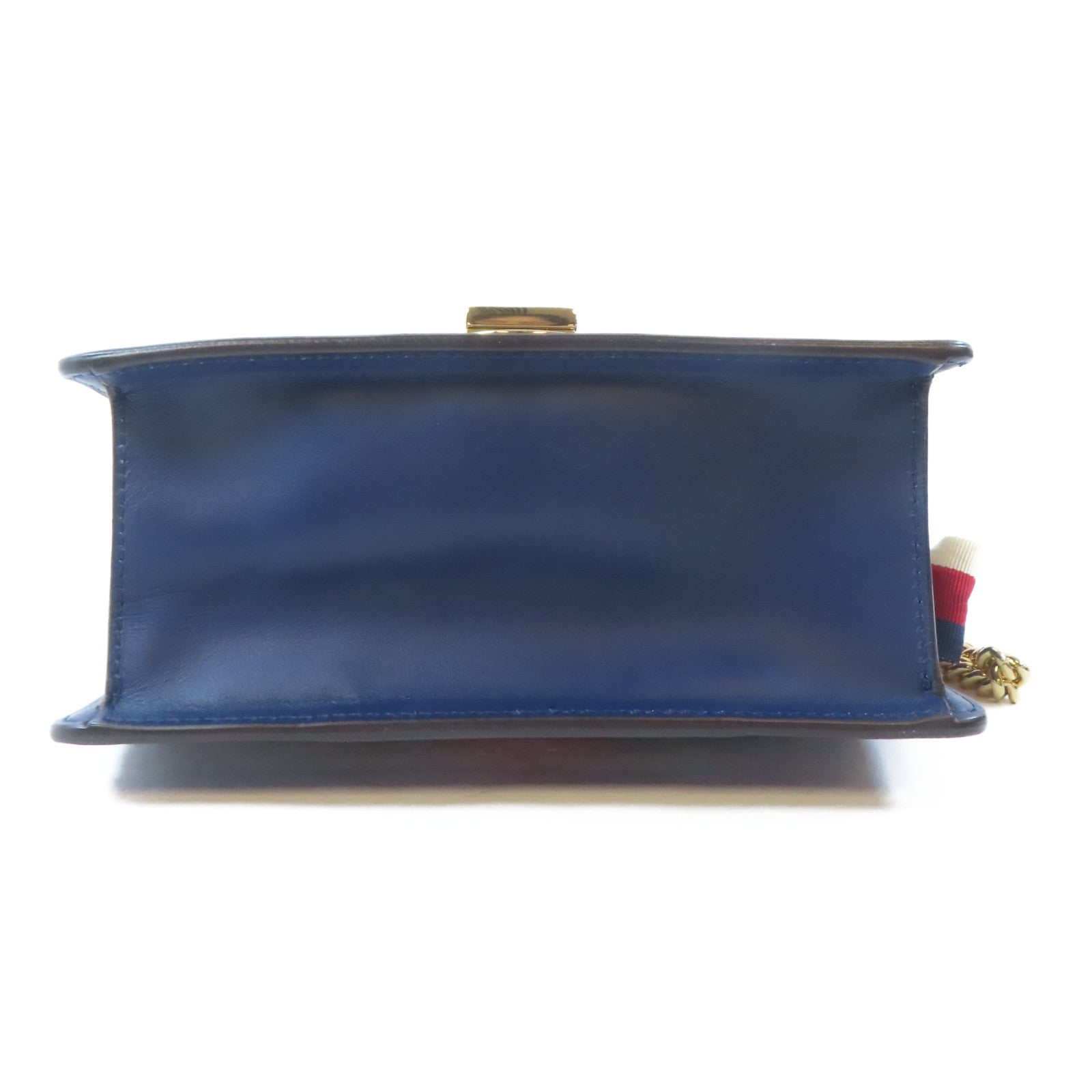 GUCCI 【激減優惠】牛皮皮革Sylvie Mini Bag金扣鏈帶肩背袋藍色