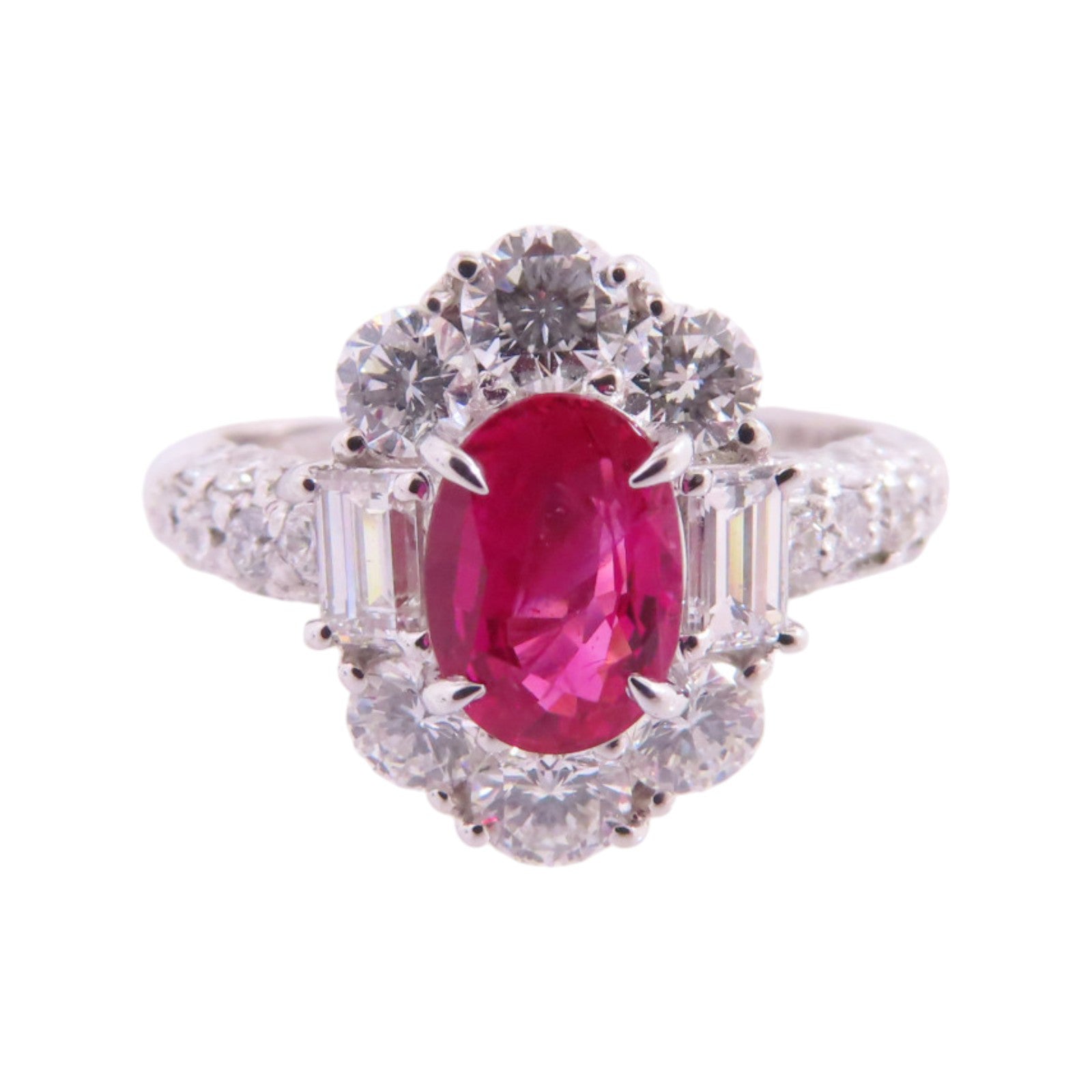 JEWELRY PT900鉑金/紅寶石/鑽石Ruby Diamond Ring戒指US#5.75