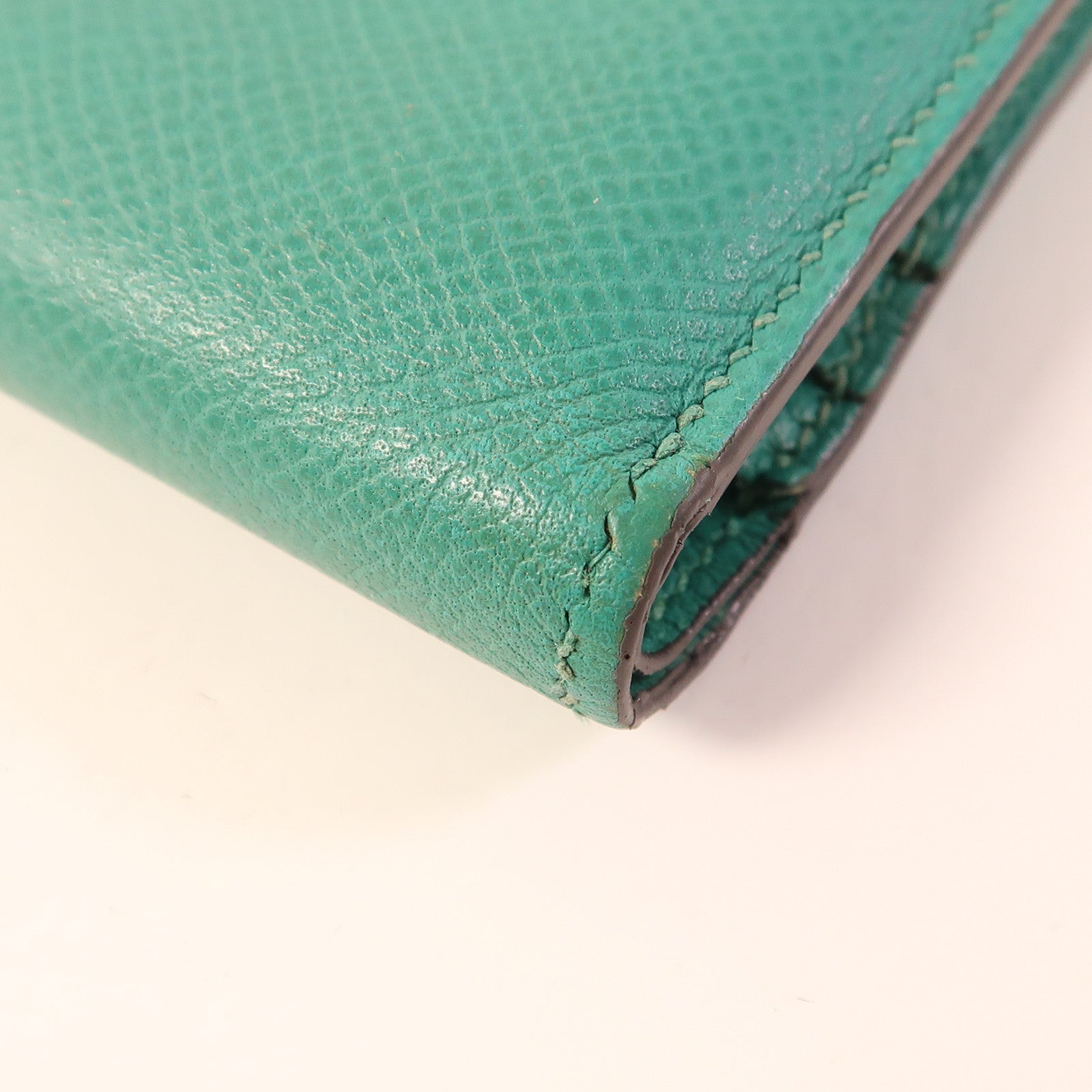 HERMES Epsom皮革Bearn Compact金扣錢包Vert Jade