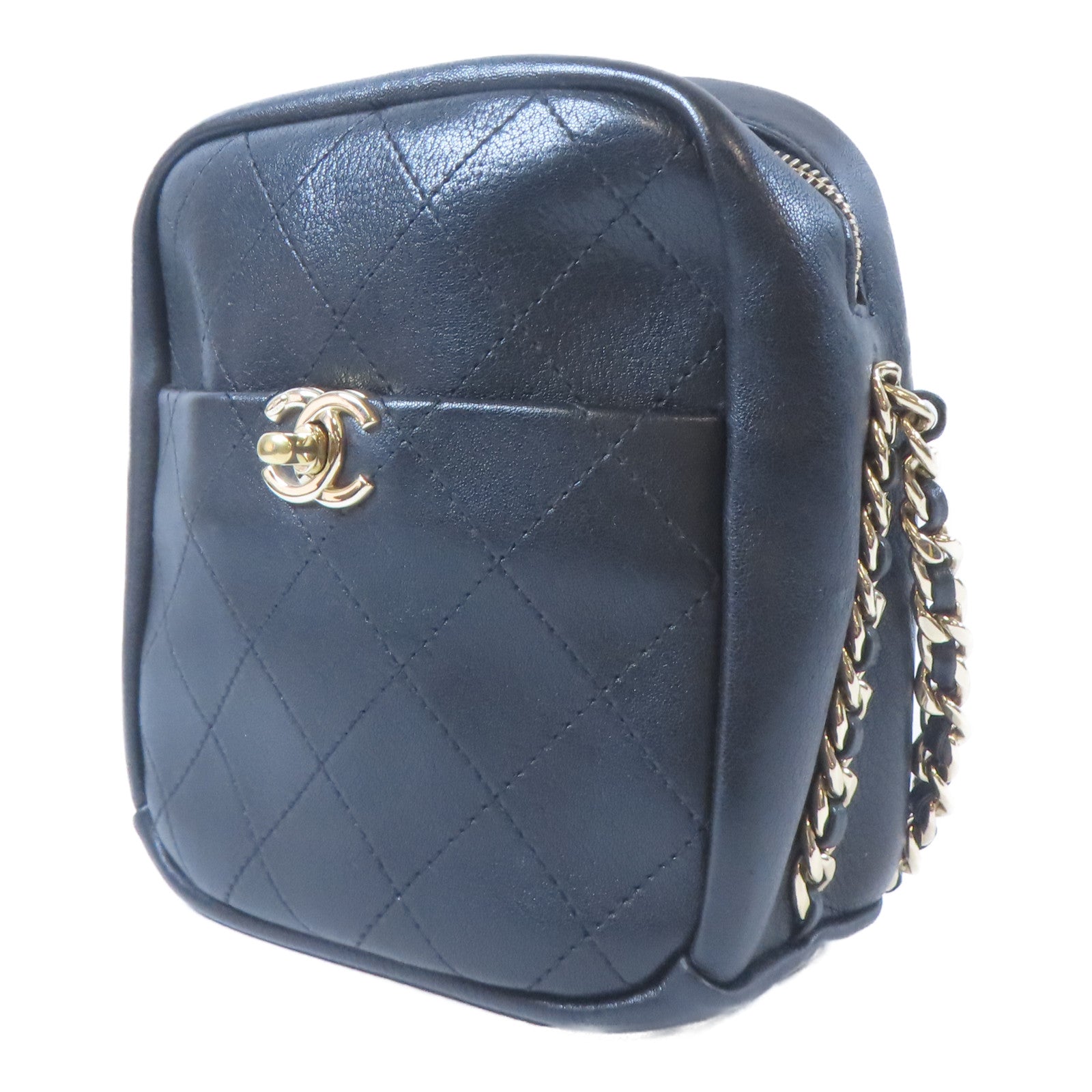 CHANEL 【激減優惠】菱格牛皮皮革Chain Shoulder Bag金扣鏈帶肩背袋黑色