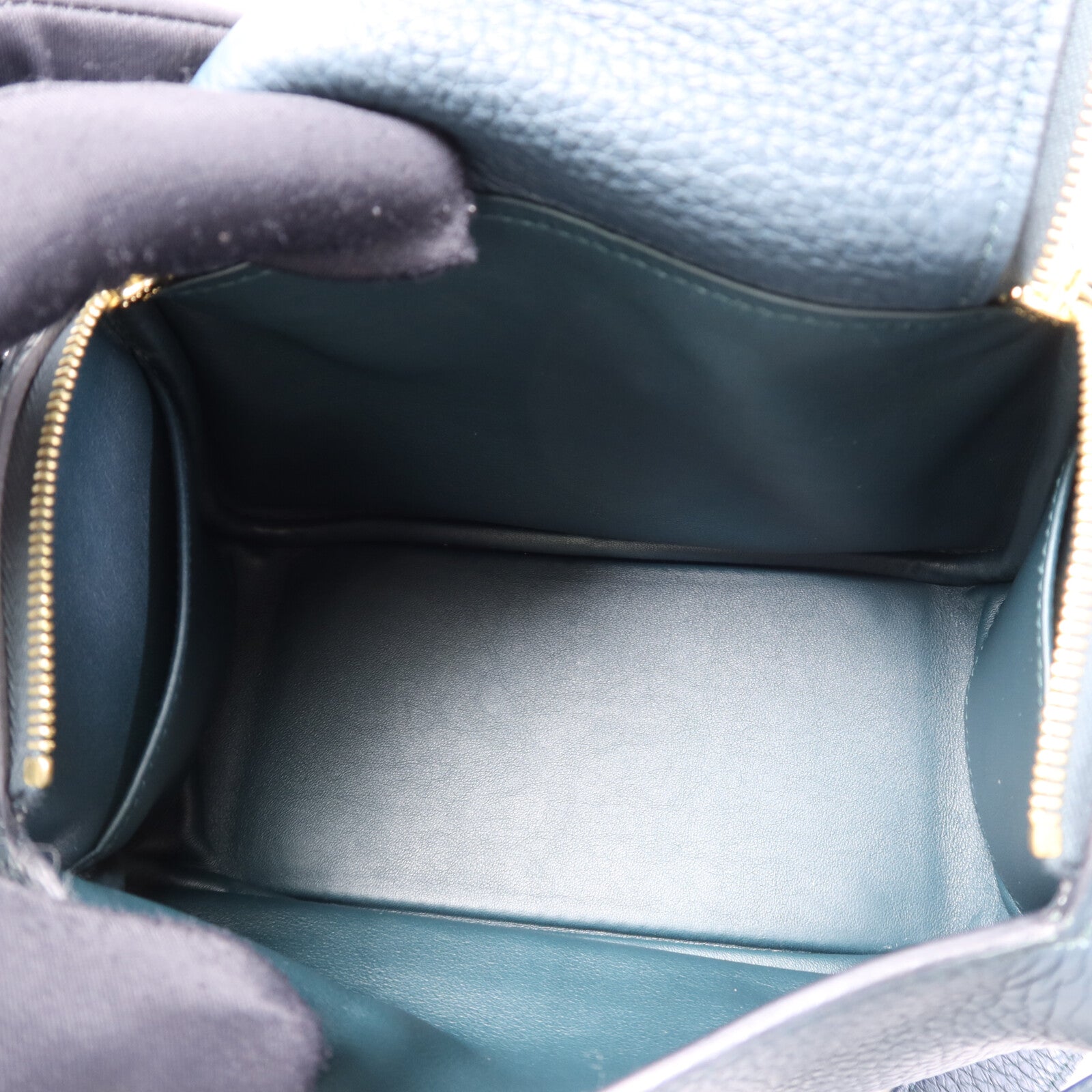 HERMES Clemence皮革Mini Lindy金扣手挽肩背兩用袋Vert Cypres
