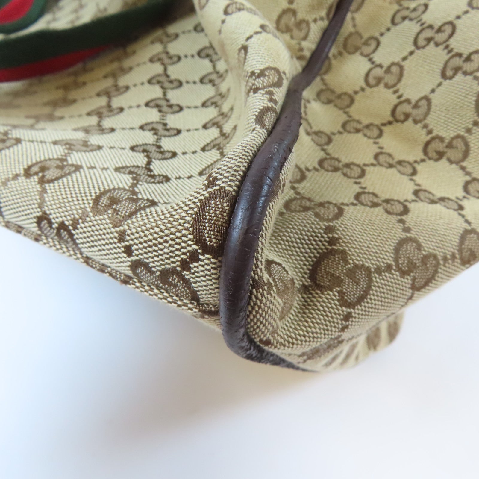 GUCCI 帆布Carry Bag銀扣手挽袋啡色