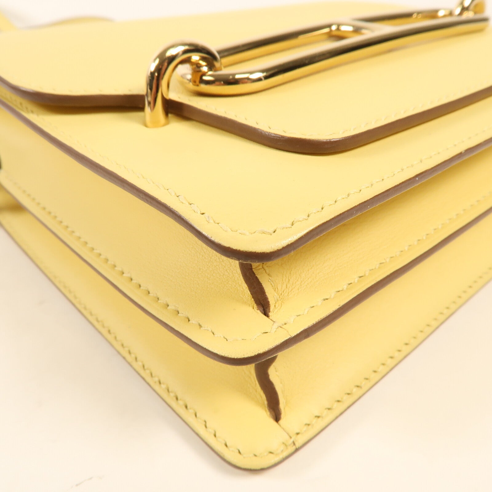 HERMES Swift皮革Mini Roulis金扣肩背袋Jaune Bourgeon