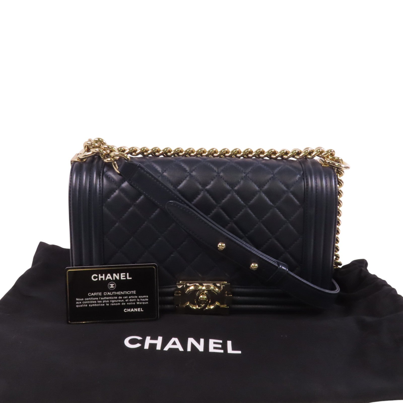 CHANEL 牛皮皮革Boy Chanel 25金扣鏈帶肩背袋