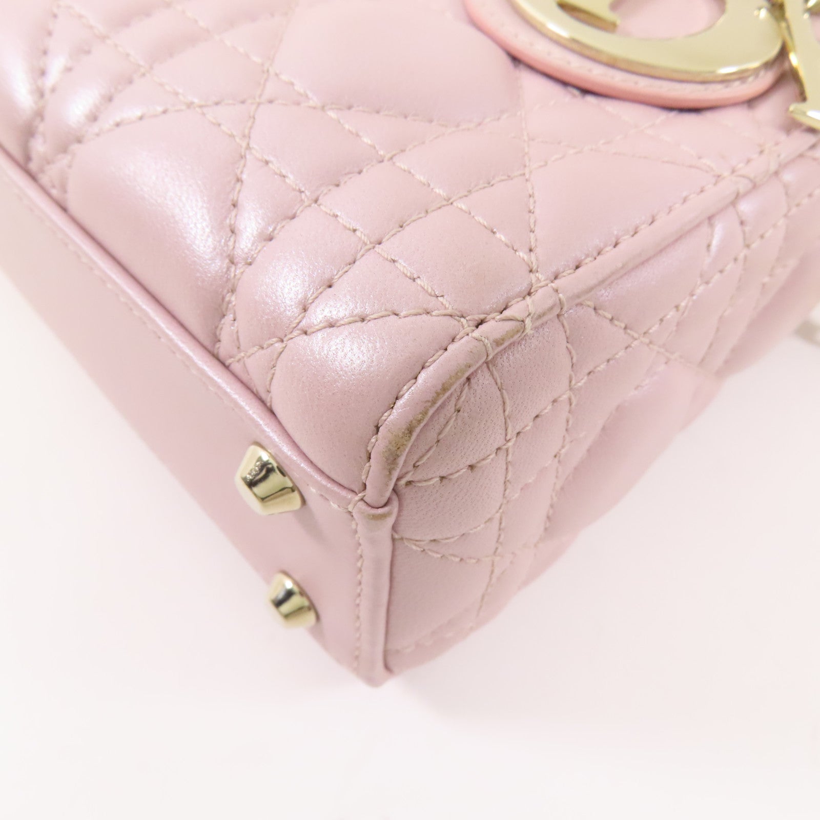 Dior 羊皮皮革Mini Lady Dior金扣鏈帶手挽肩背兩用袋