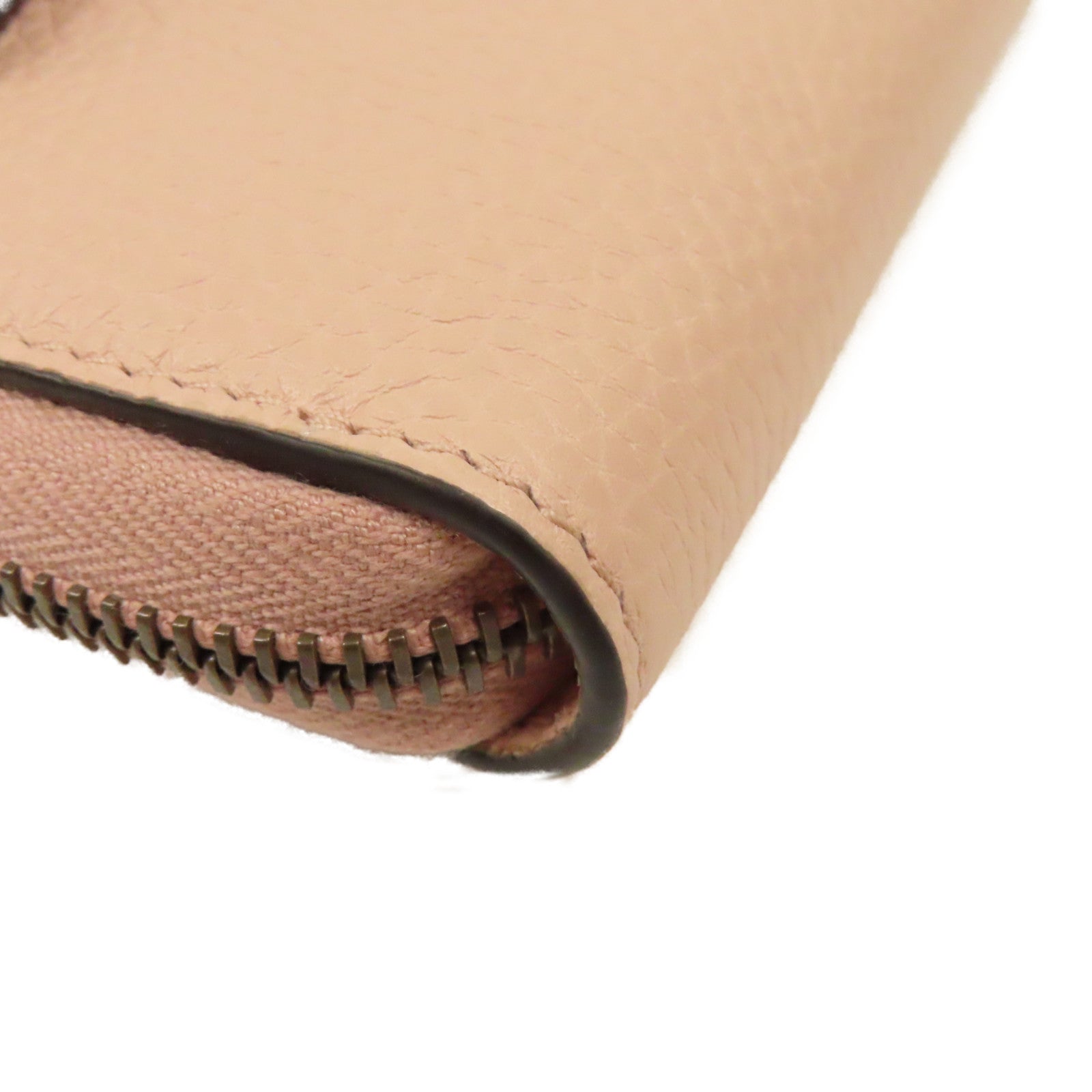 GUCCI 【激減優惠】牛皮皮革Blind For Lobe Wristlet Wallet金扣L形拉鍊長錢包粉紅色