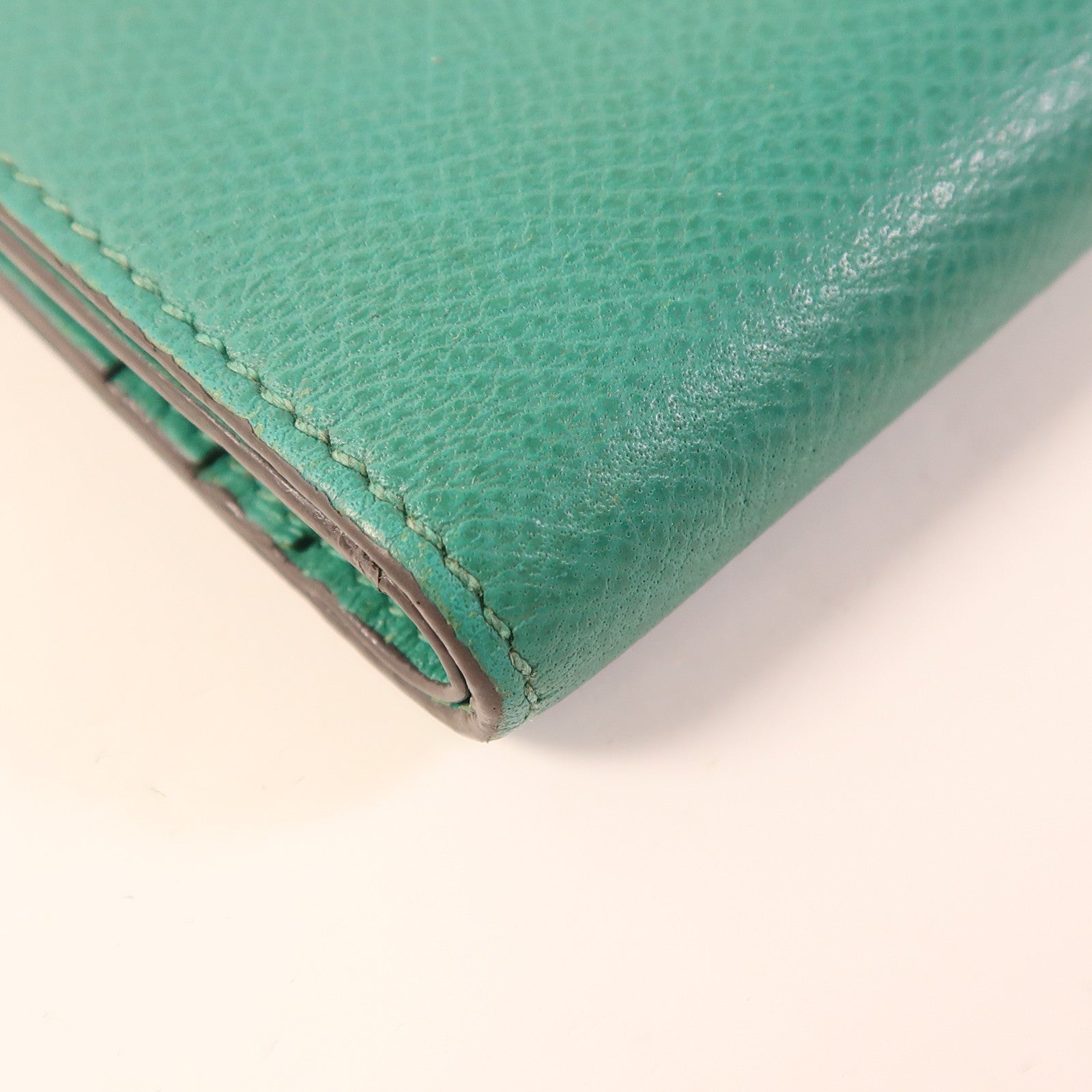 HERMES Epsom皮革Bearn Compact金扣錢包Vert Jade