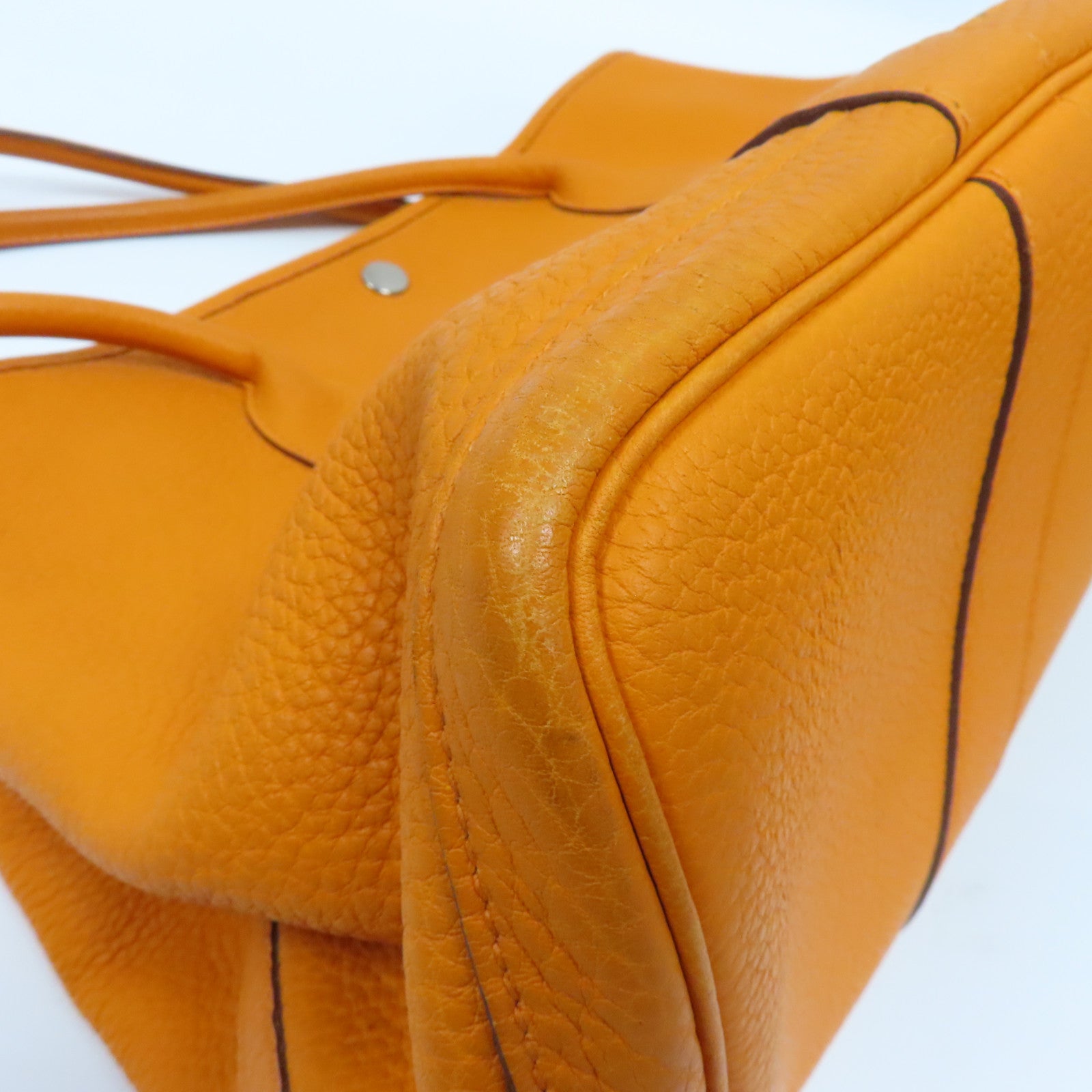 HERMES 【激減優惠】Negonda皮革Garden Party PM銀扣手挽袋橙色