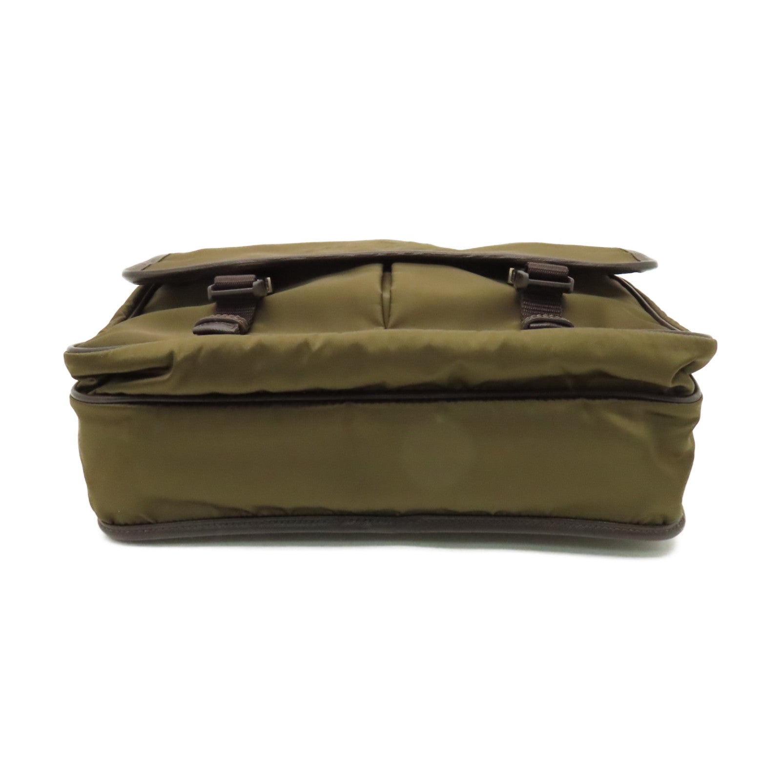 PRADA 【激減優惠】尼龍Tessuto Logo Messenger Bag銀扣肩背袋啡色