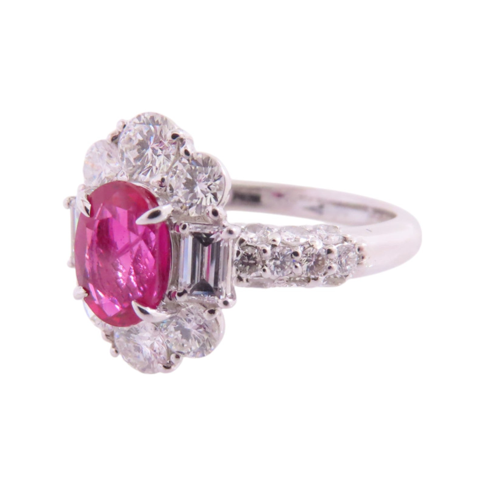 JEWELRY PT900鉑金/紅寶石/鑽石Ruby Diamond Ring戒指US#5.75